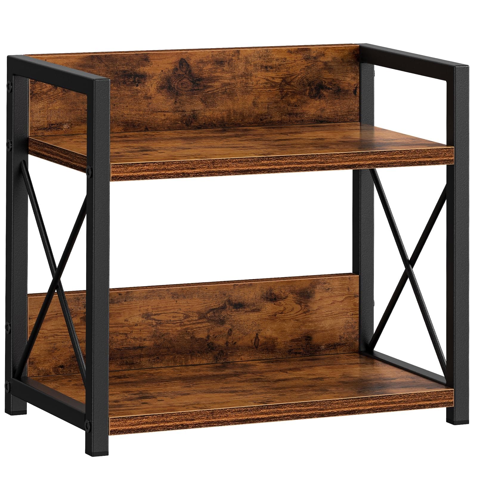 Giikin Countertop Shelf Organizer, 2 Tier Kitchen Spice Rack Organizer for Countertop, Wood Coffee Counter Shelf Organizer for Home (Rustic Brown)