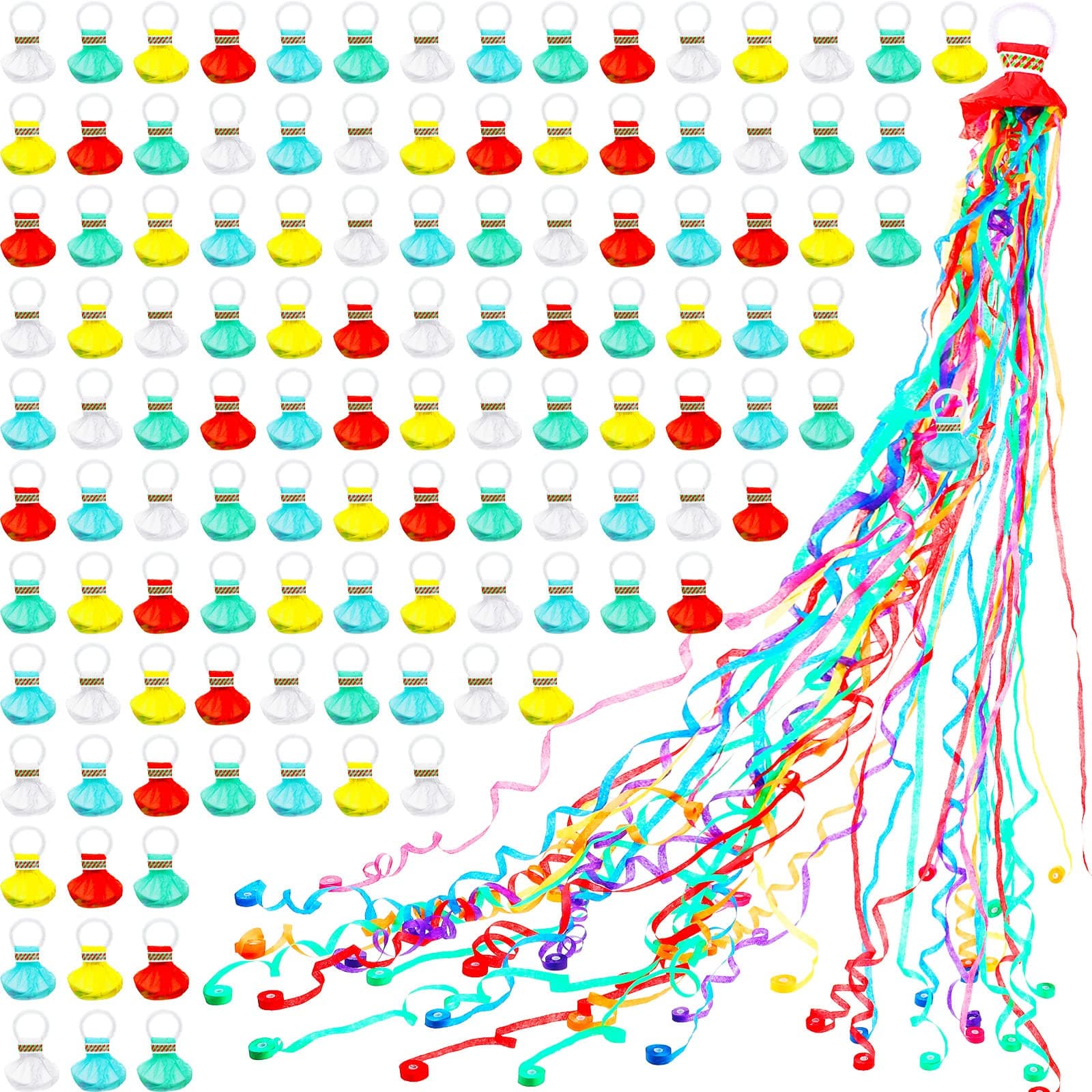 50 Pcs Throw Streamers Colorful Hand Held Streamer No Mess Confetti Crackers Party Streamers Wedding Toss for Engagement Graduation Party Favors Shows Supplies