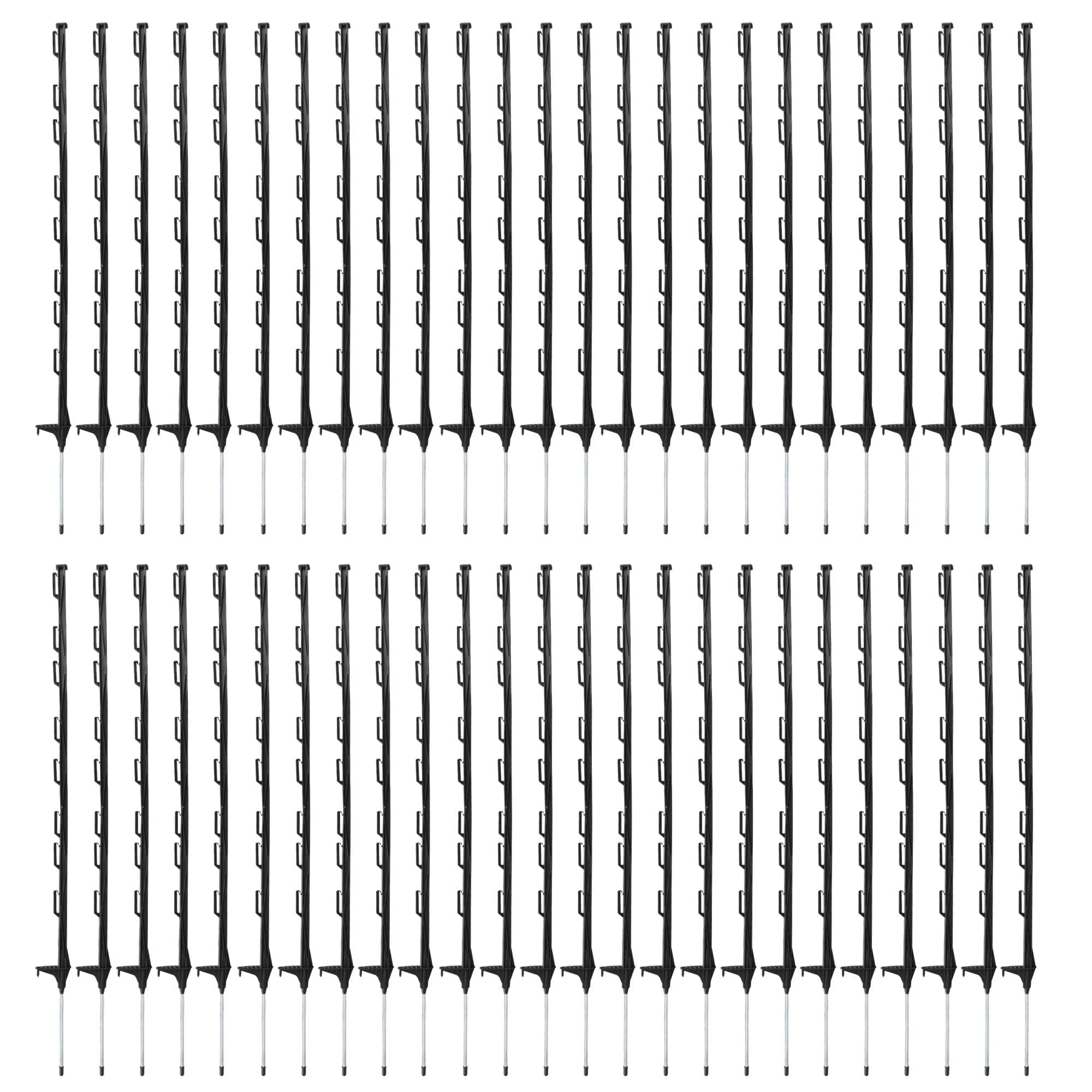 50 x 4ft Black Electric Fence Plastic Poly Posts Temporary Fencing Horse Paddock Line Stakes Poles