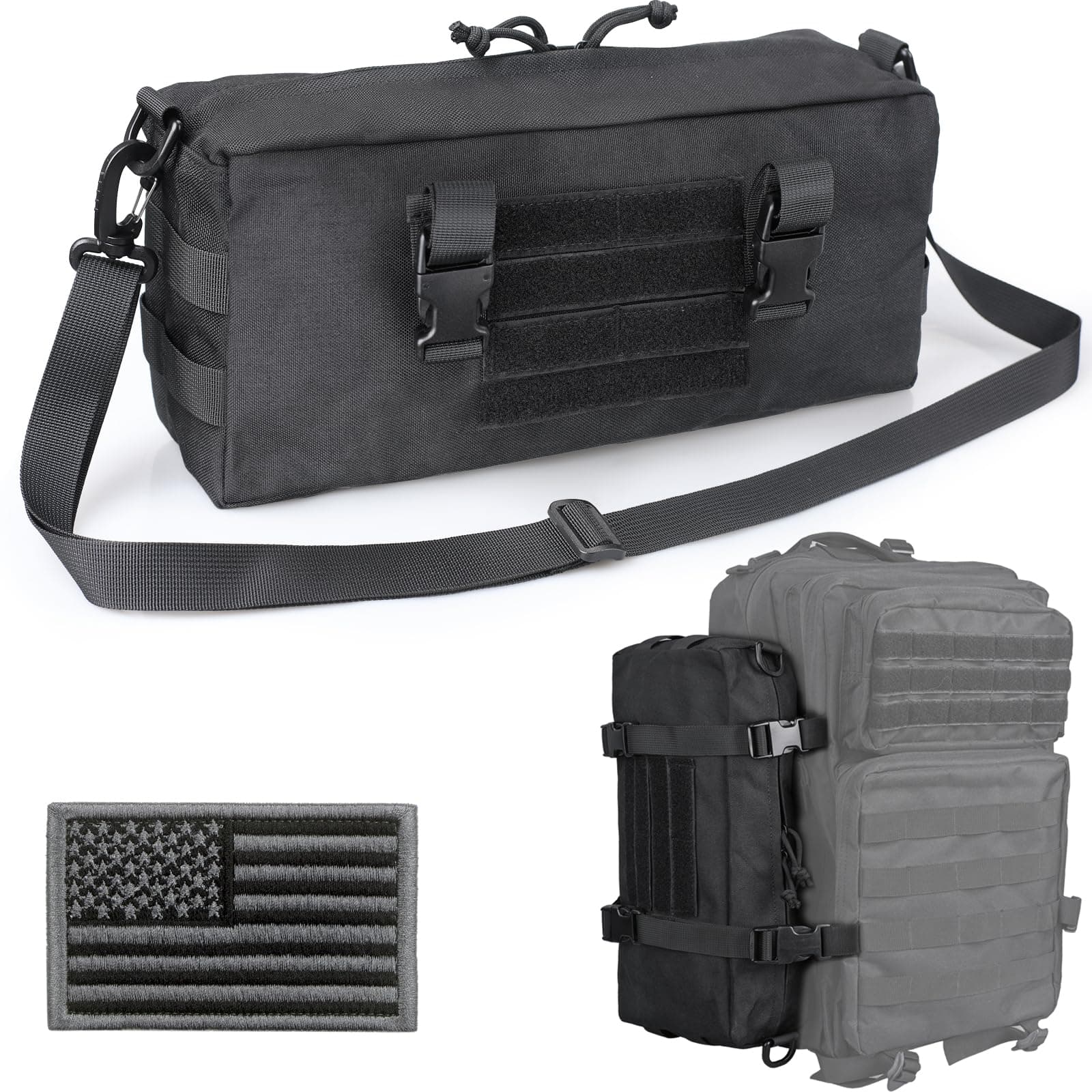 WYNEX Tactical Increment Molle Pouch, Vertical EDC Utility Pouches Sling Bag Military Multi-Purpose Large Capacity with Shoulder Strap Modular Design