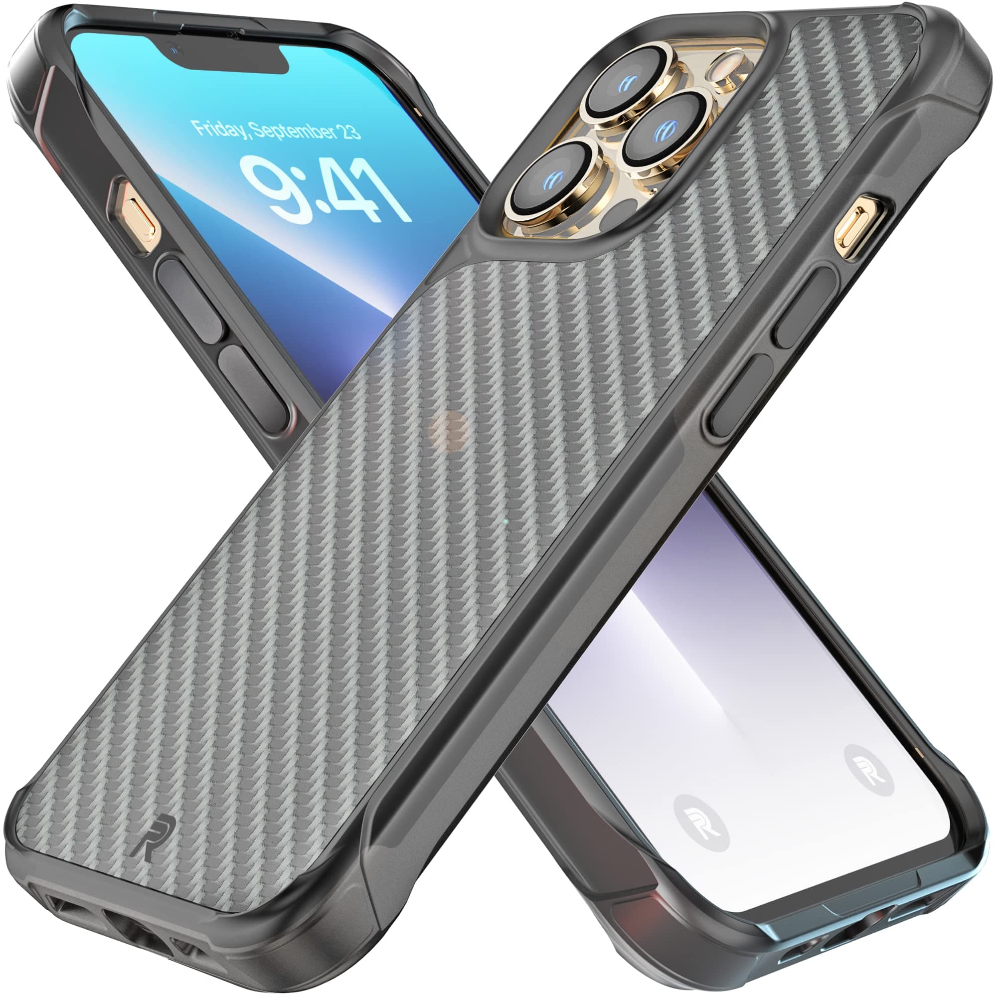 REBEL Phone iPhone 13 Pro Case Series Gen-3 Premium Aramid Fiber, MagSafe Compatible, Protective Shockproof Corners, Metal Buttons, Slim Fit Grip Case for iPhone 13 Pro 6.1 Inch 2021 (Black)