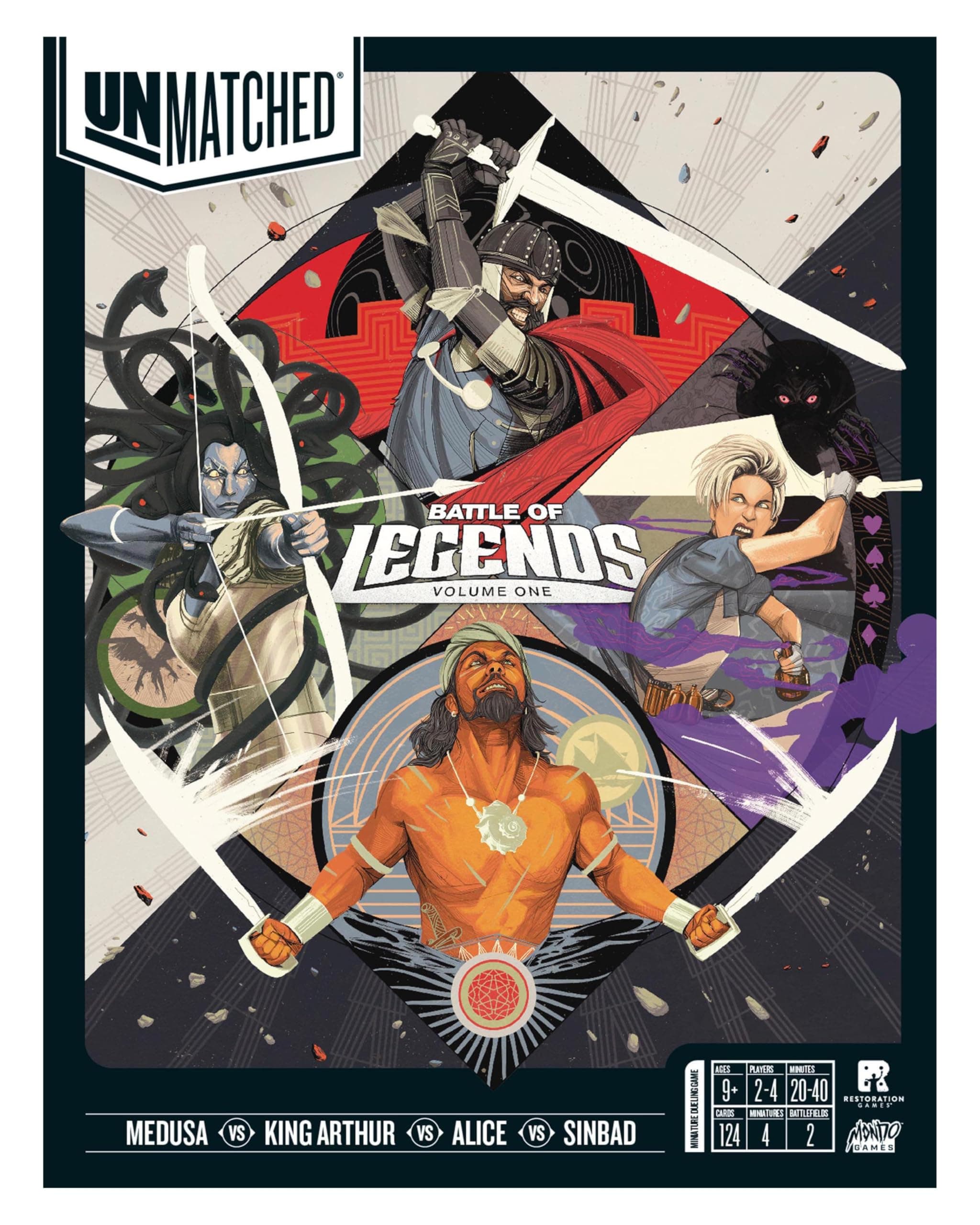 Iello | Unmatched - Battle of Legends Vol 1 | Board Game | 2-4 Players | Aged 9+ | 20-40 Minutes Playtime