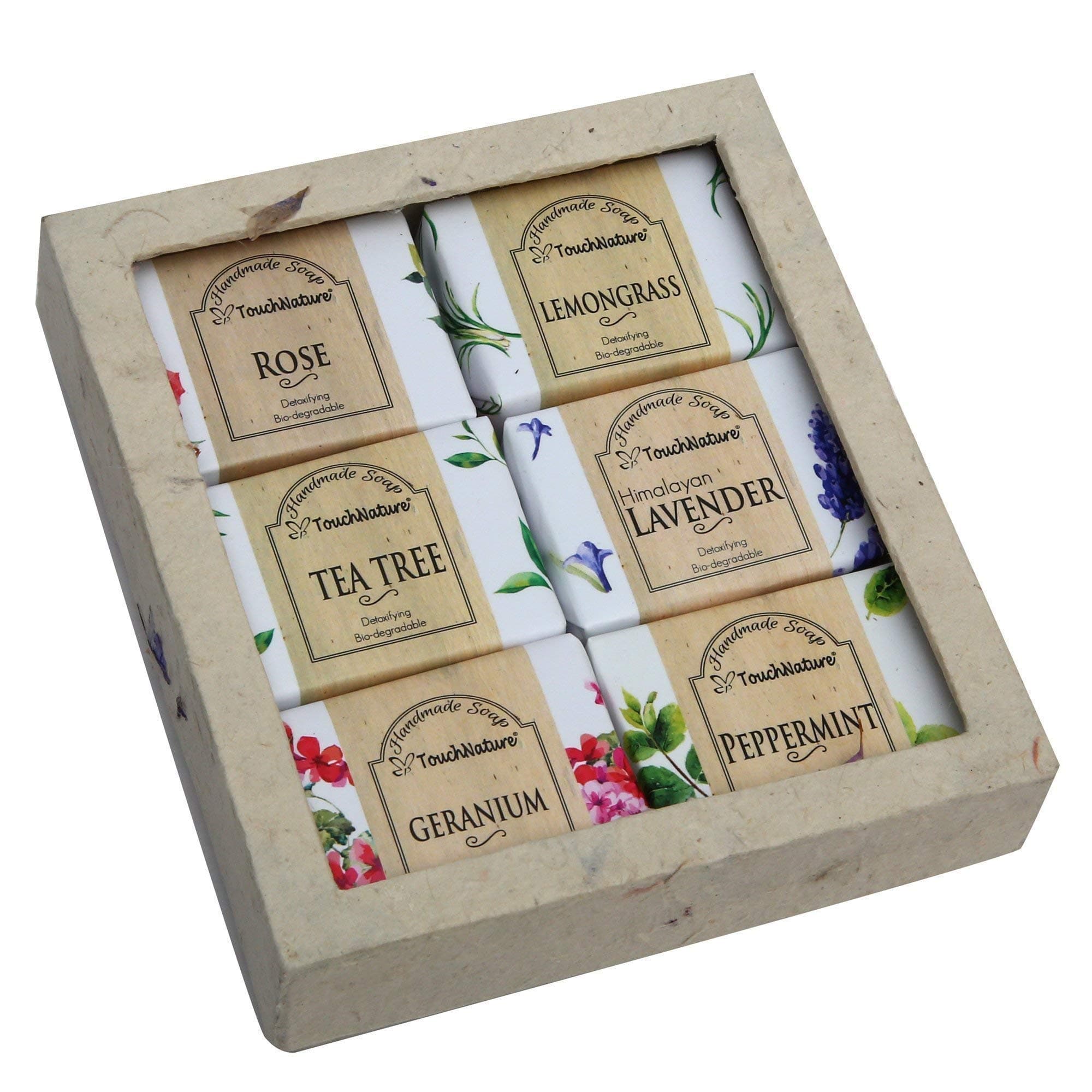 TOUCH NATURE6 pc 50g Handmade Natural Bar & Castile Soap with Nepali Handmade Paper Box. No Sulphates & Parabens. Perfect Eco-friendly Gift Set for Men & Women. 100% Vegan Soap, Cold Pressed.