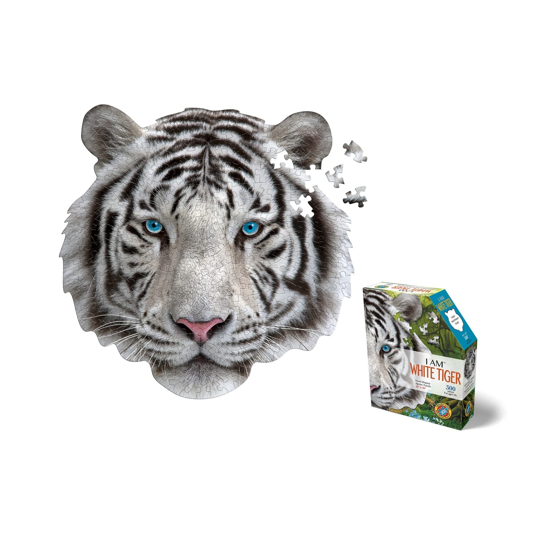Madd Capp Puzzles - I AM White Tiger - 300 pieces - Animal Shaped Jigsaw Puzzle
