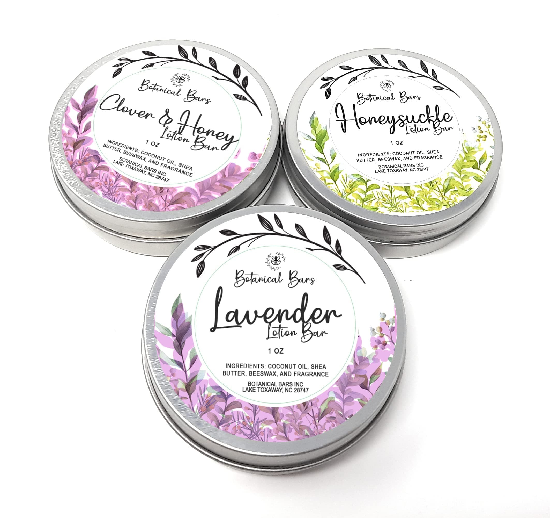 Floral Lotion Bar Set - 3 Lotion Bars 1oz Each - Lavender, Honeysuckle, and Clover and Honey