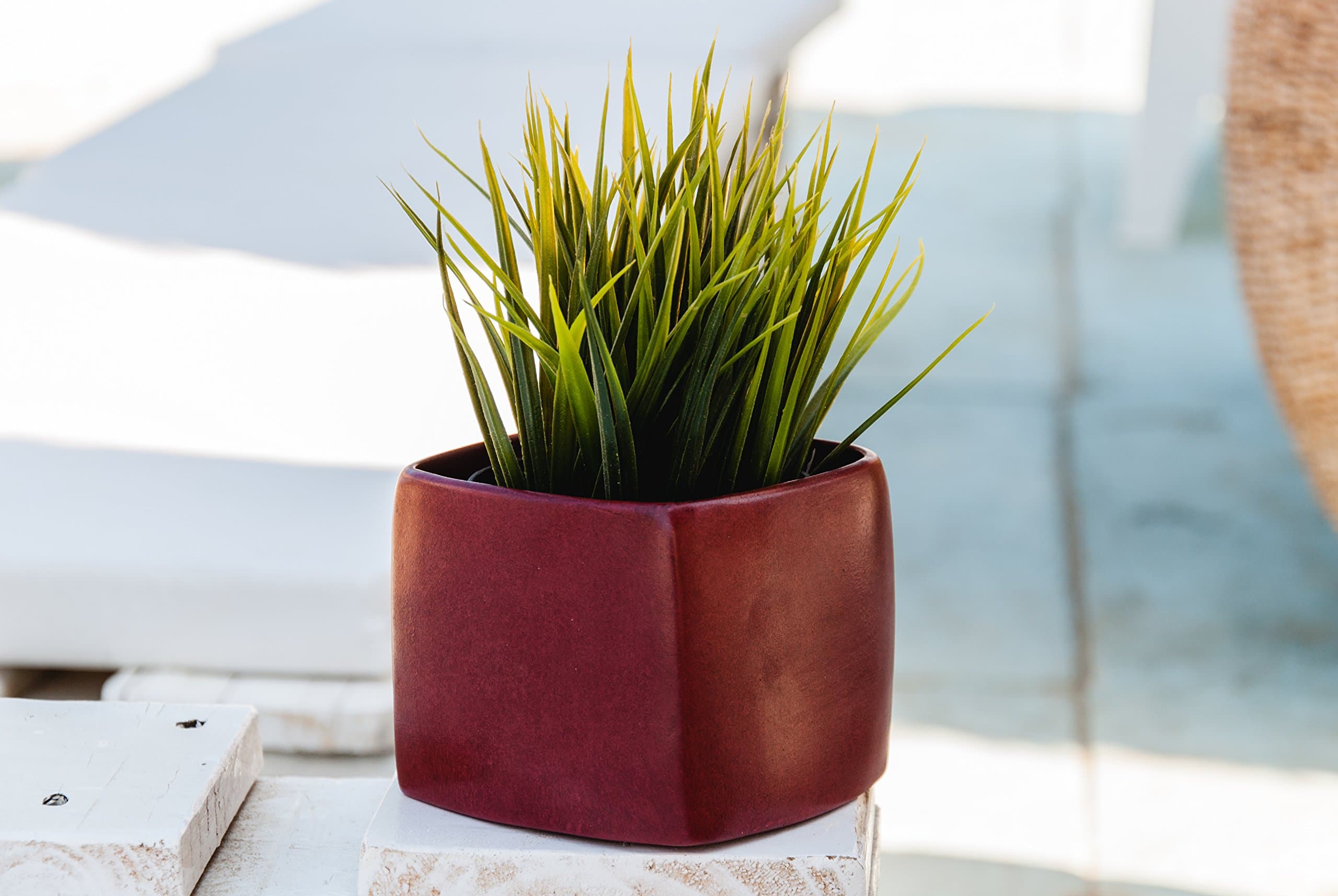 Italian Design Vase Planter for Succulents or Herbs Square | Square Candle Holder | Pen Holder for Desk | Beautiful Home Decor Desk Decor Flower Decoration Mini Flower Pot