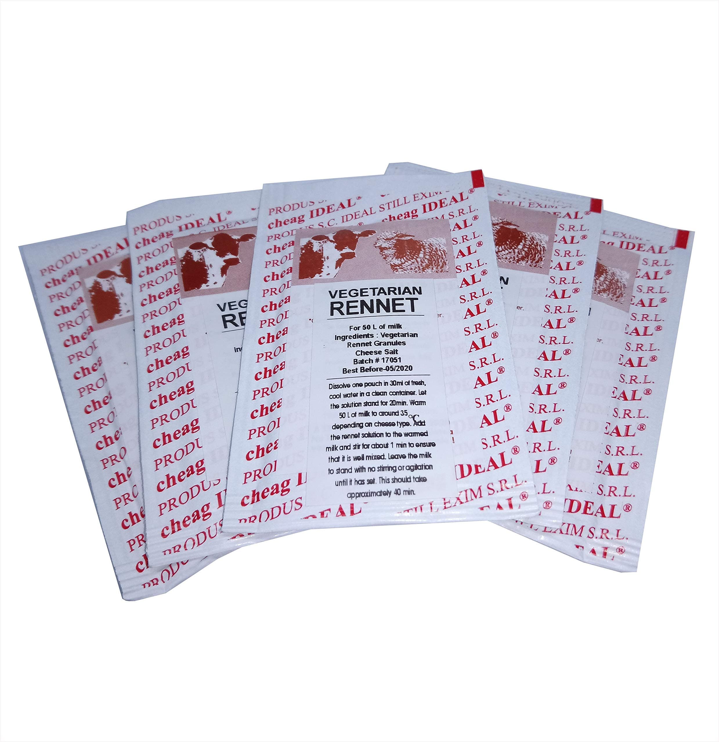 5 x RENNET & CHEESE SALT MIX 6g POUCH For any type of cheese 1 pouch for 50 litres of milk …