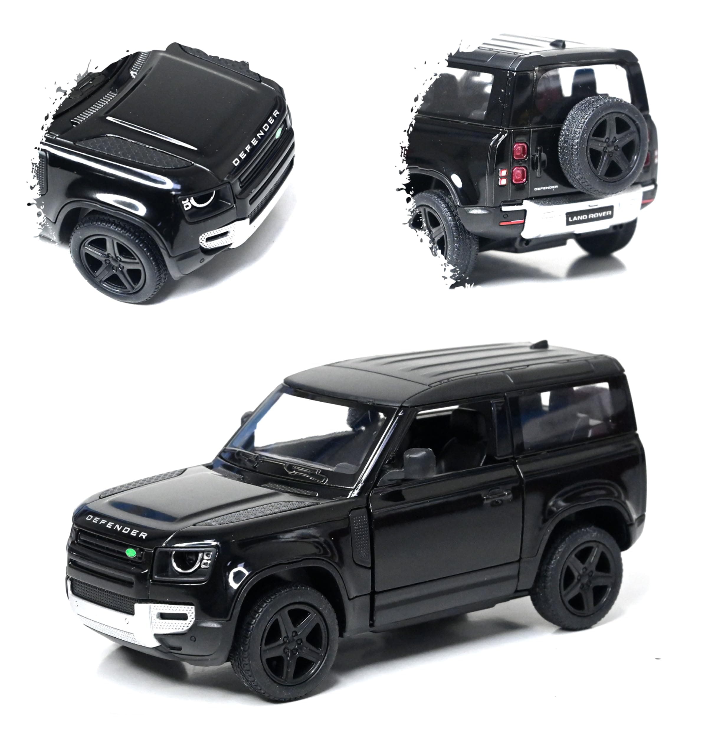 Kinsmart Land Rover Defender 90 Jet Black 136 Scale Diecast SUV,Small
