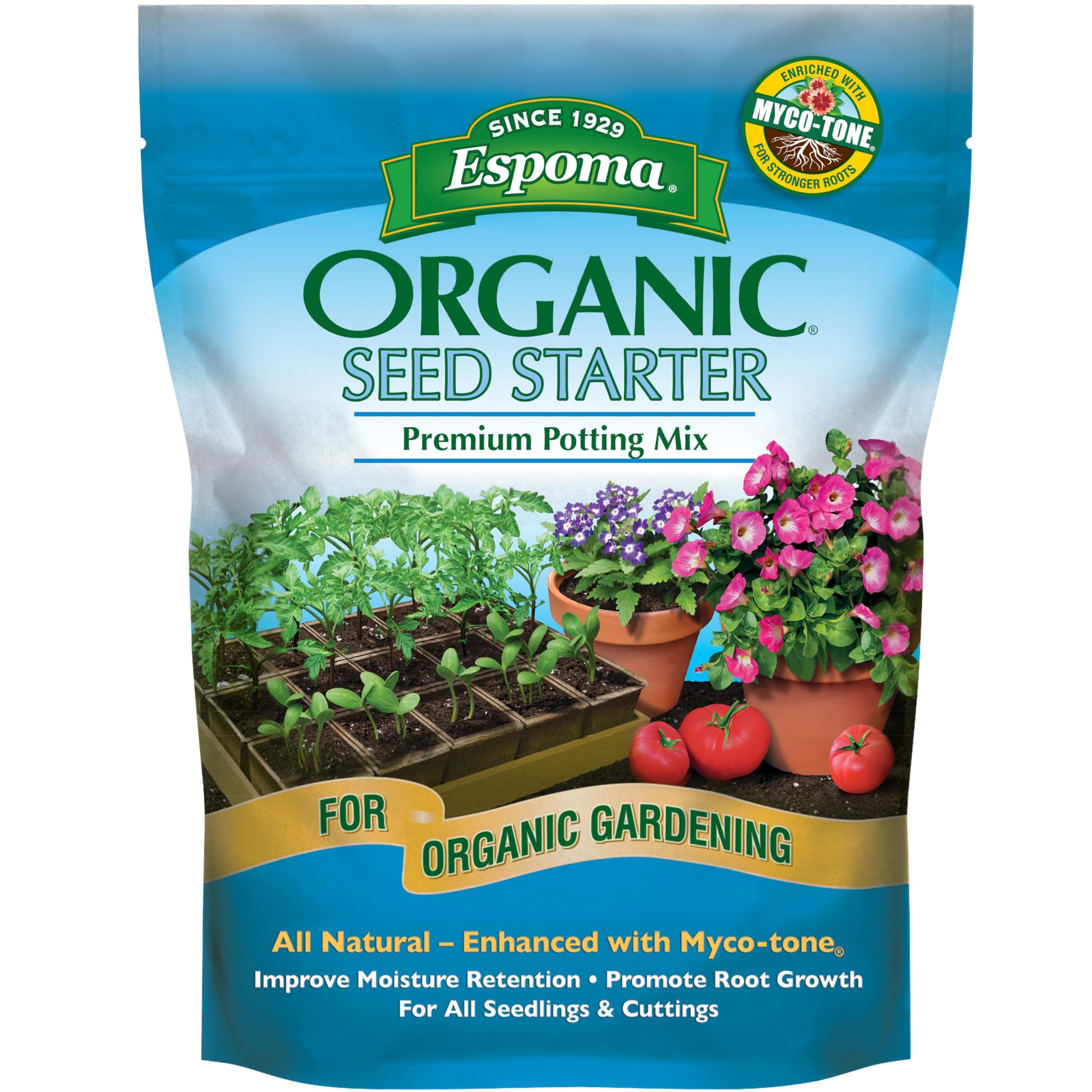 Organic Seed Starter Premium Potting Soil Mix - All Natural & Organic Seed Starting Mix with Mycorrhizae. for Organic Gardening, 8 qt, Pack of 1