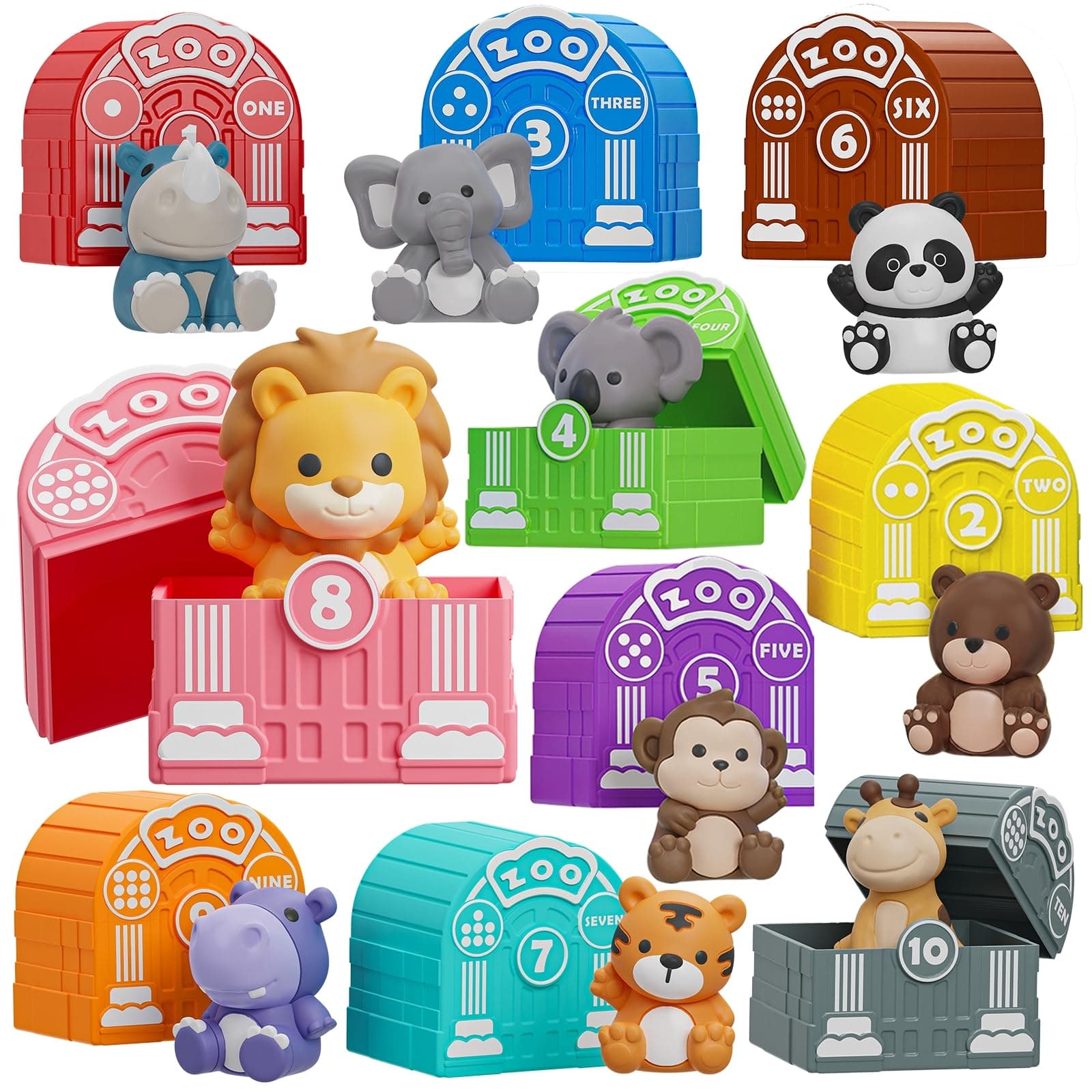 - Learning Toy for Toddlers 1 2 3 Year Old, Montessori Educational Counting, Matching & Sorting Sensory Toys, 10 Safari Animals & 10 Zoos, Birthday Easter Gift for Baby Boy Girl Age 12-18 Months