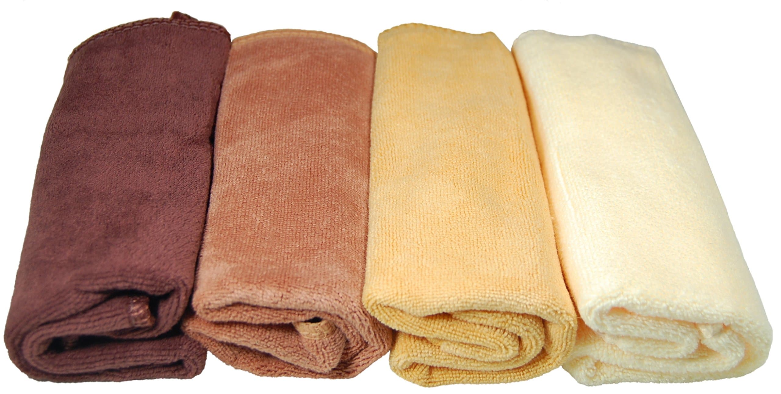 Plush Microfiber Towels/WASHCLOTHS, Ultra Soft Thick (Chocolate, Brown, Beige, Yellow)