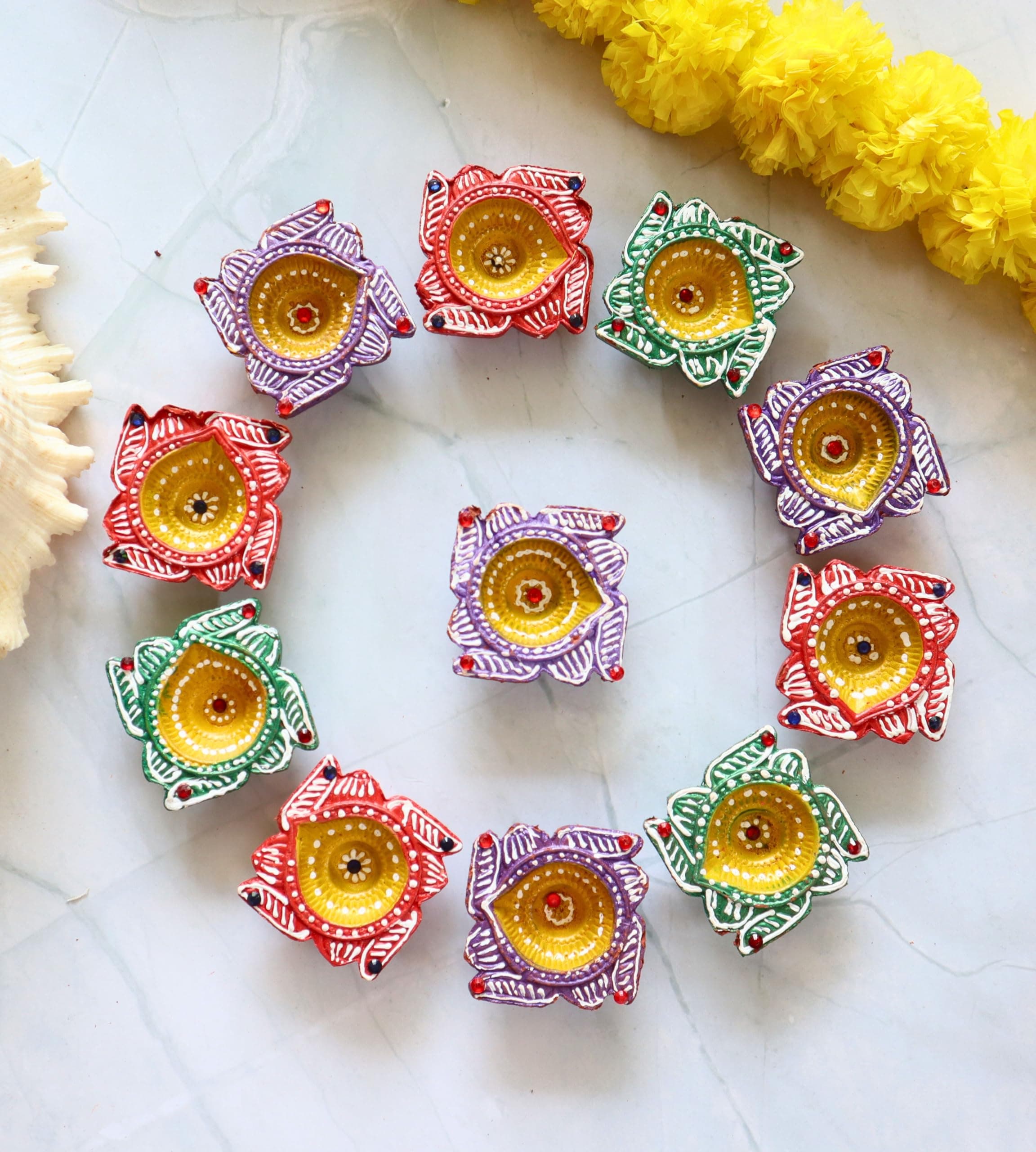 Indian Karigar 12 Diya for Diwali Diyas for Diwali Festival Terracotta Decorative Diyas for Diwali Decoration Items for Home Decor, Diwali Diya, Candles, Diwali, Gifts for Family