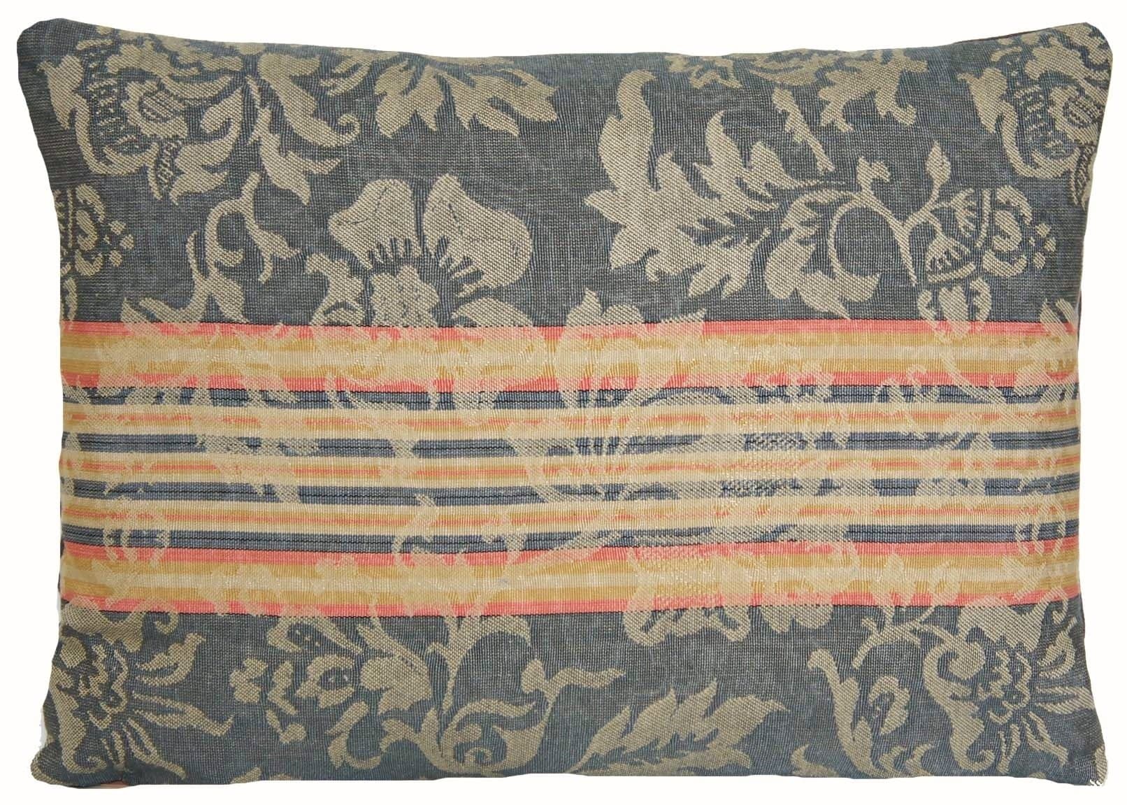 Traditional Design Pillow Throw Case Woven Grey Striped Cushion Cover Marvic Textiles