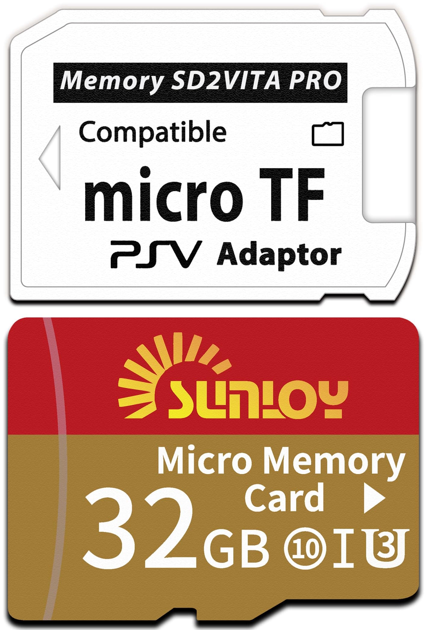 SD2Vita 6.0 PS Vita Memory Card Adapter with 32GB Micro SD Card, High Speed microSDHC UHS-I Flash Memory Card with PSV Micro SD Card Adapter for PSV 1000/2000 PSTV FW 3.60 HENkaku Enso System