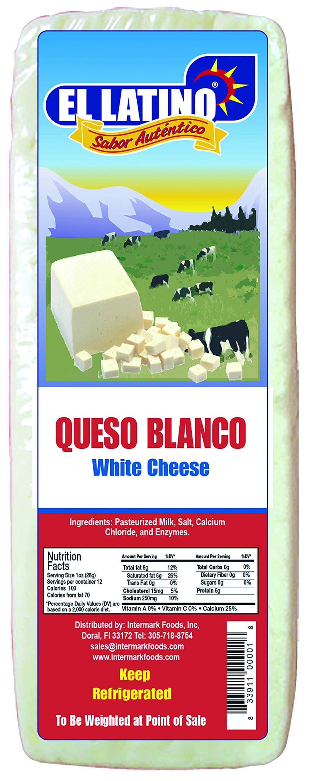 El Latino white cheese(queso blanco) 6.5 lb approx.
