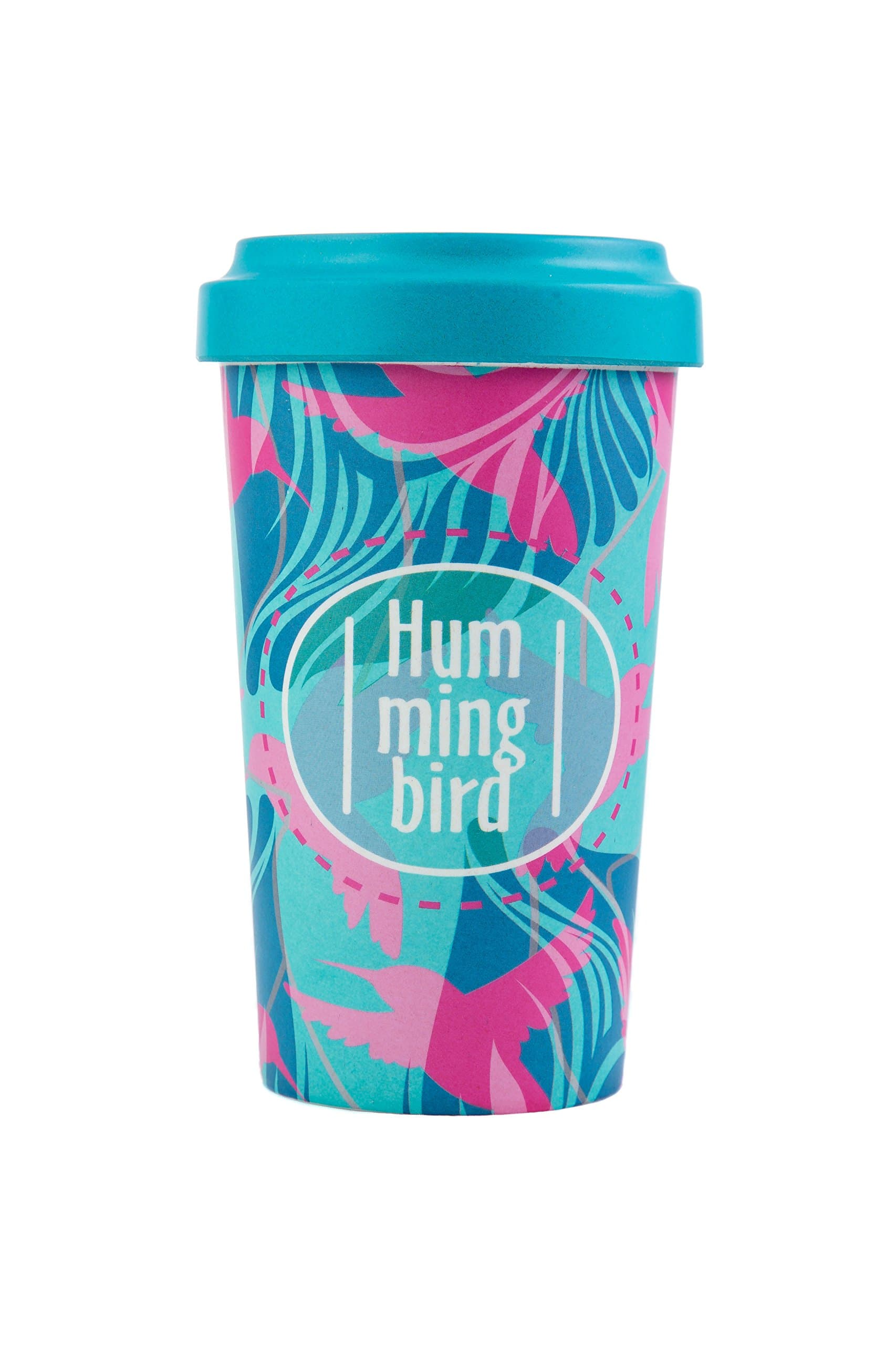 Eco bamboo coffee and tea reusable travel cup / Unique Design Travel Mug With Lid, 20oz, Hummingbird