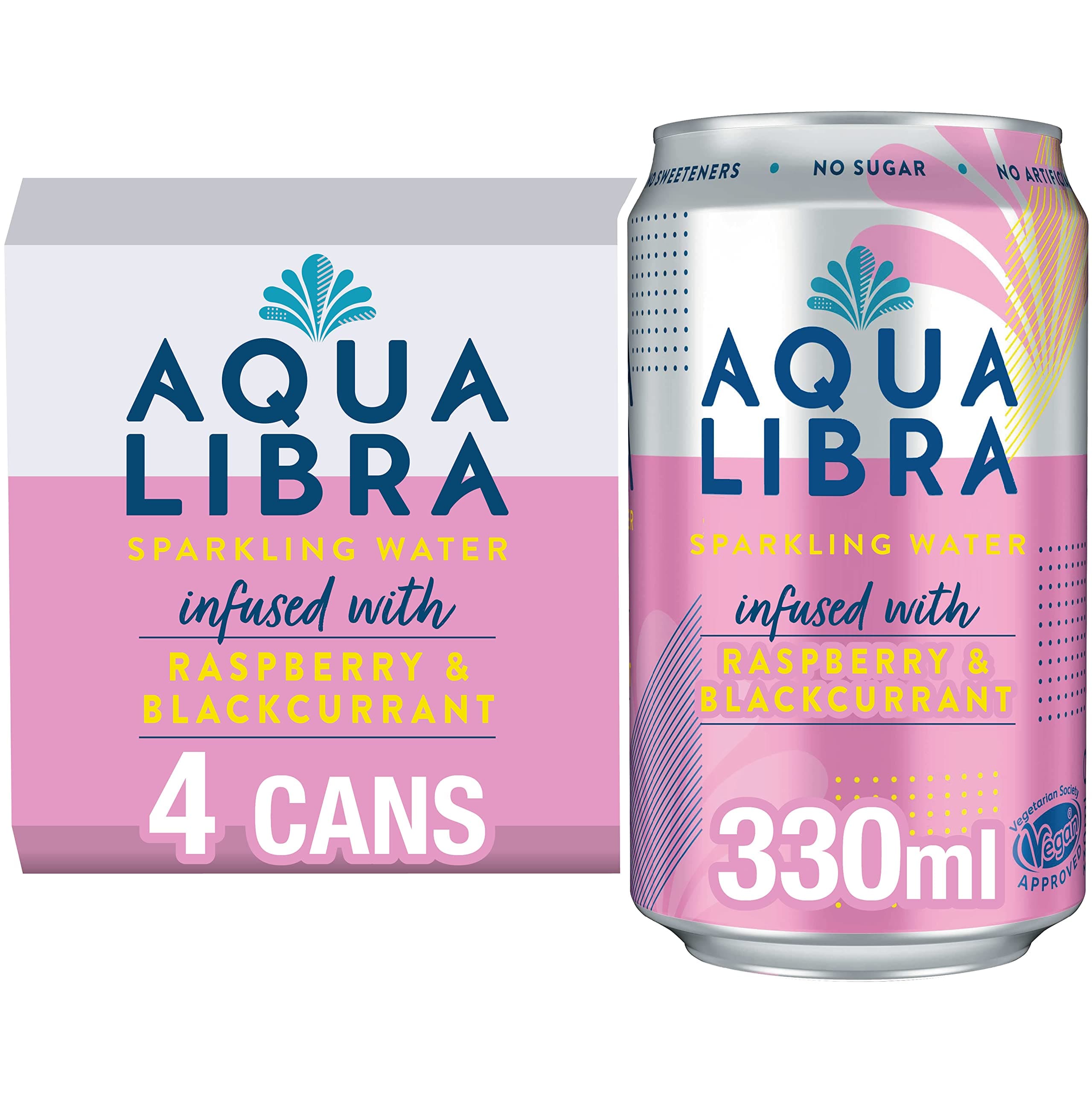 Aqua Libra Sparkling Water Infused with Raspberry & Blackcurrant 4 x 330ml