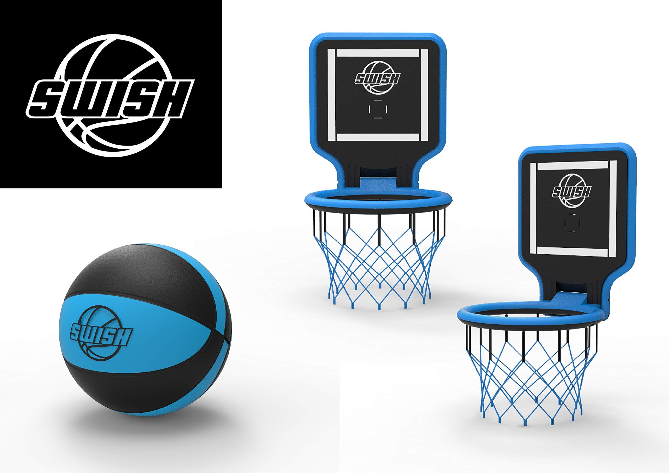 Swish Portable Outdoor Basketball Hoop, Backboard, Hoop, Net, Ball, Mini Hand Pump