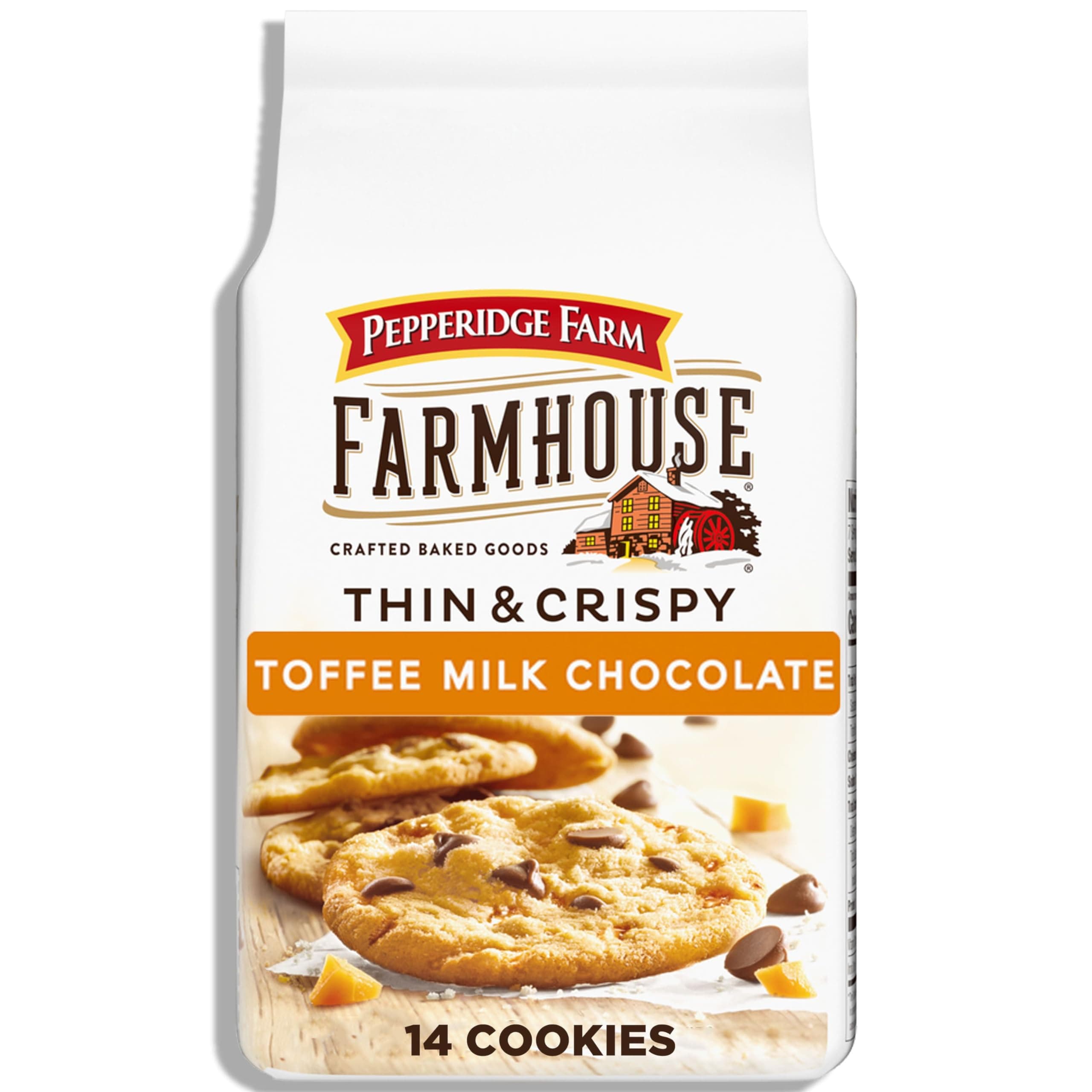 Farmhouse Thin & Crispy Toffee Milk Chocolate Cookies, 6.9 Ounce Bag