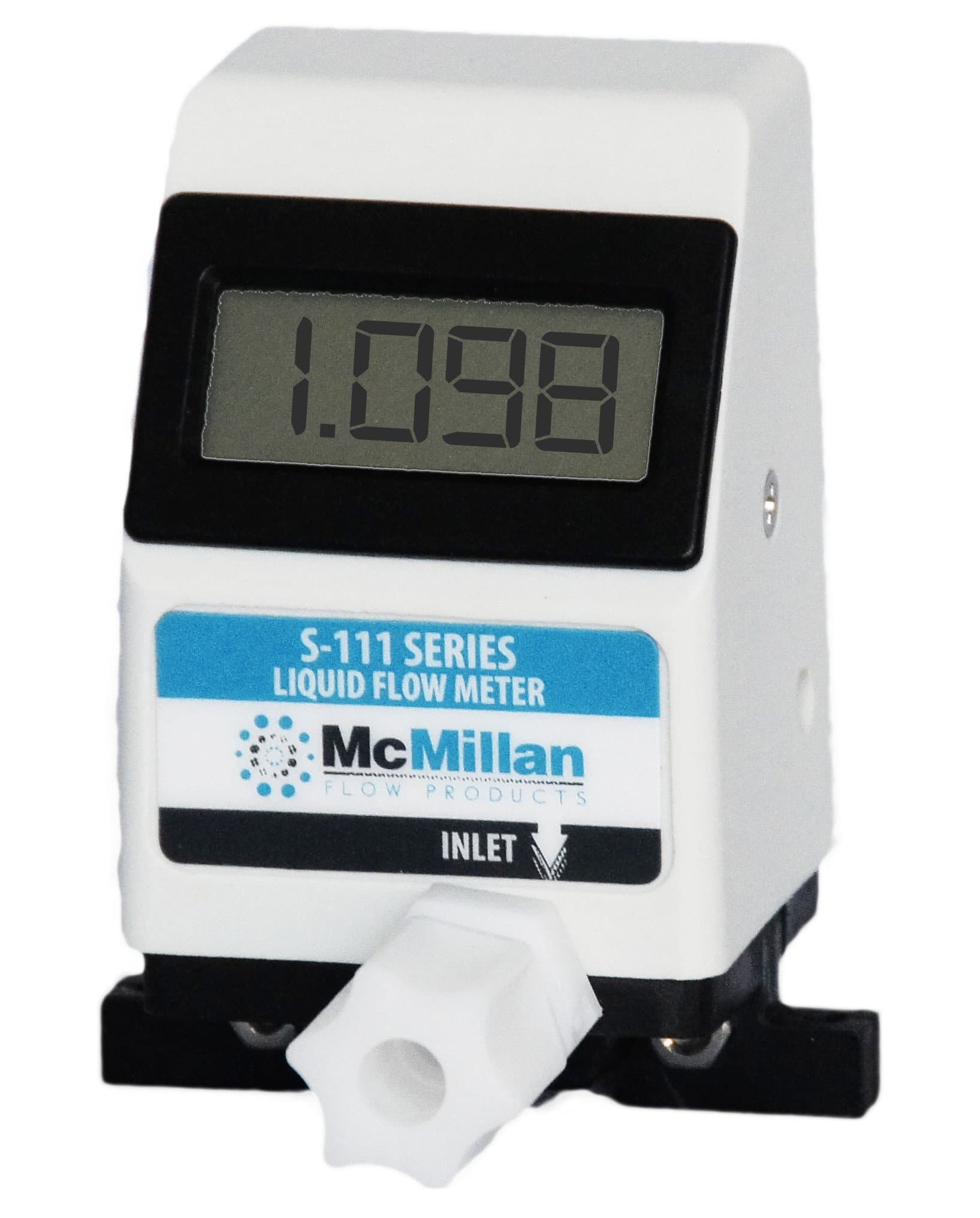 S-111 Liquid Flow Meter, 0.2-2.0 L/minute, 1/4" OD Connections, Integrated Display, Calibrated for Water