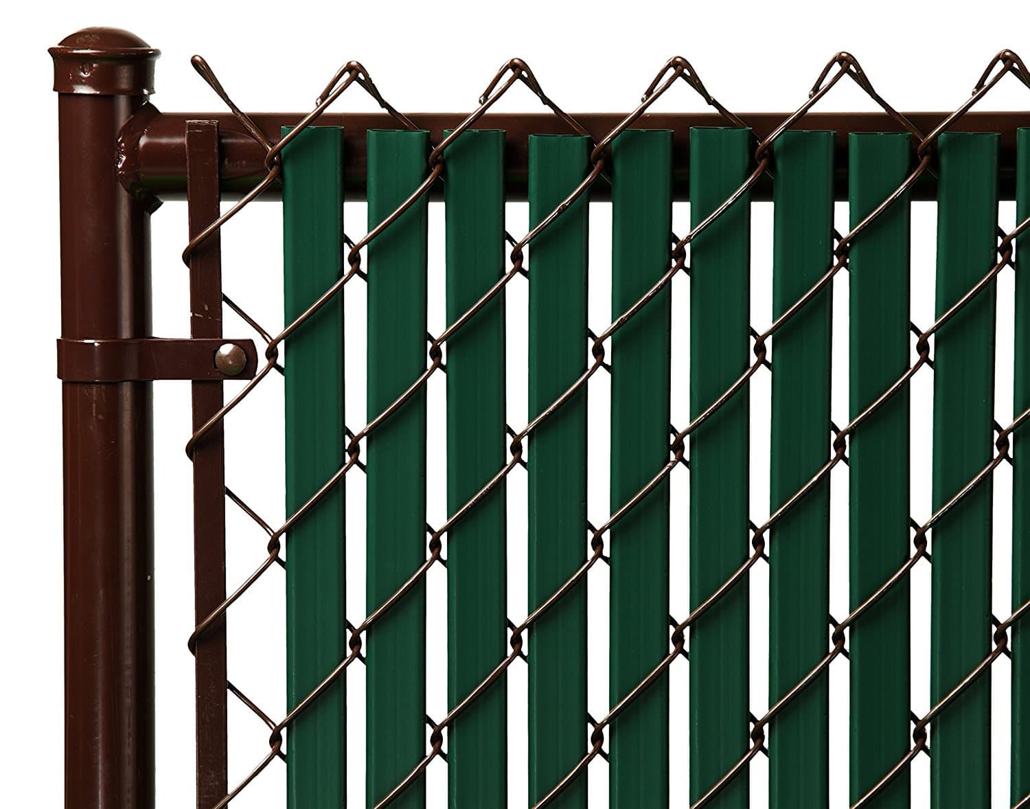 Tube Slats Made in America Privacy Inserts for Chain-Link Fence, Double-Wall Vertical Bottom-Locking Slats for 5' Fence Height (Green)