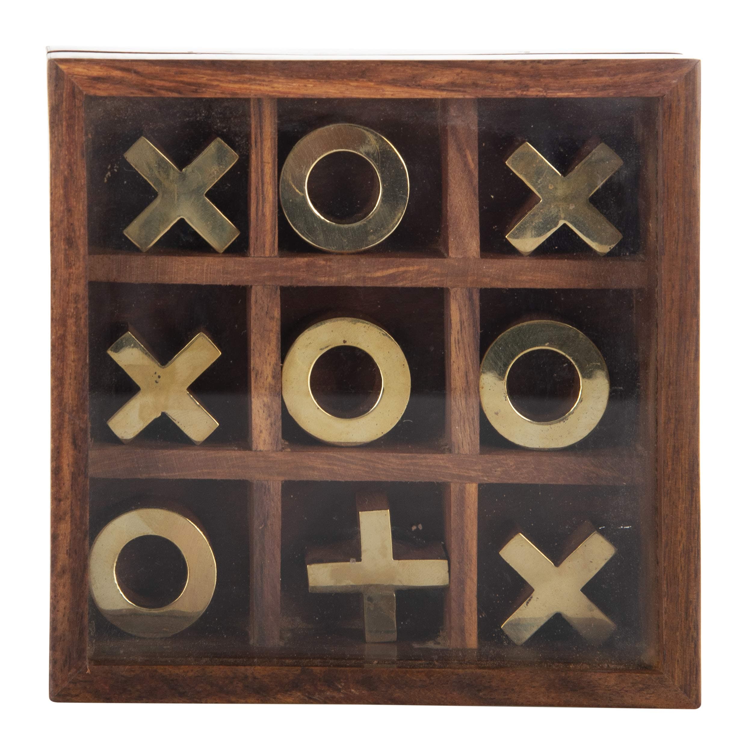Handmade Wooden Toy Tic Tac Toe with Glass Box