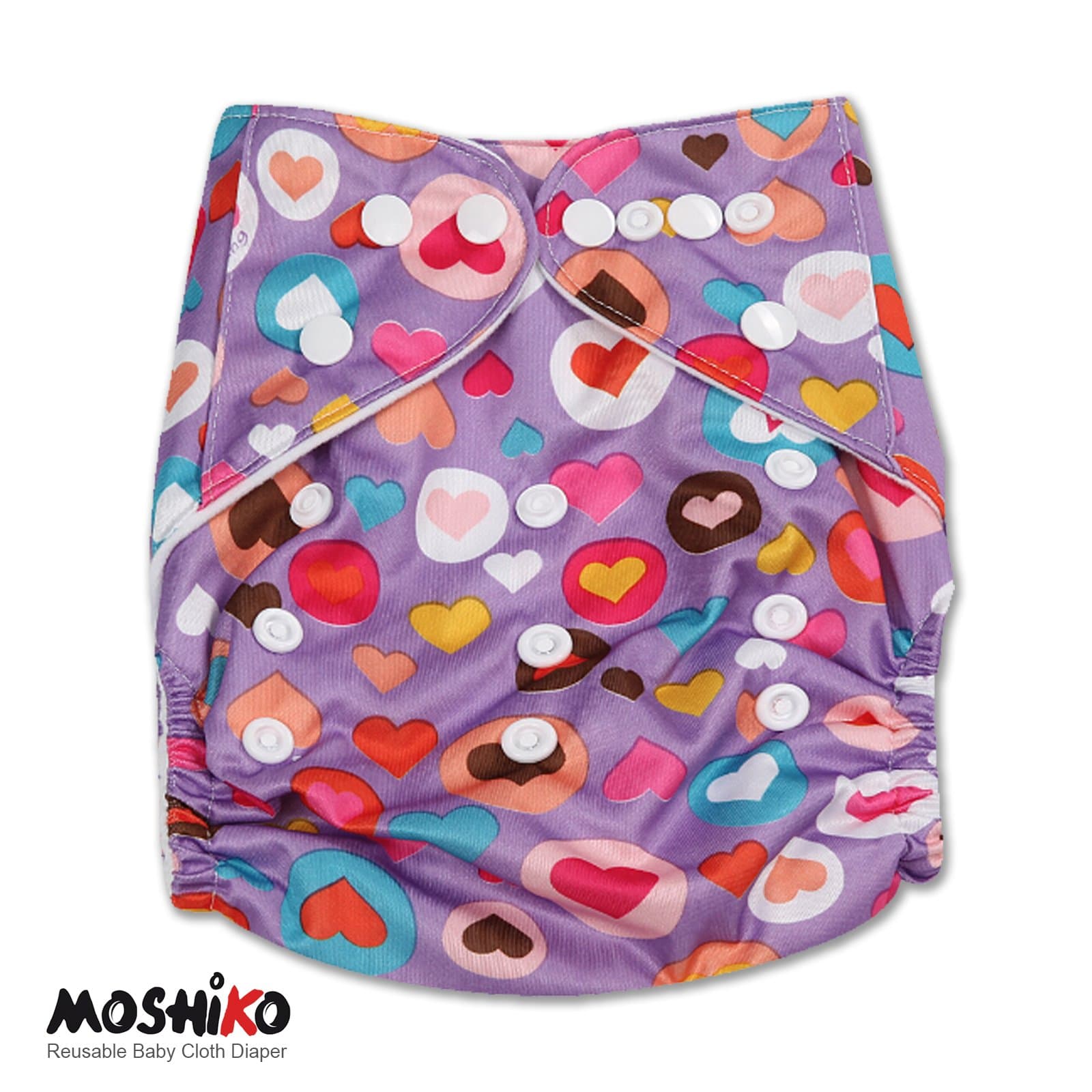 Reusable and Washable Pocket Baby Cloth Diaper Nappy by Moshiko (1 Diaper Cover + 1 Free Insert) - All in One Size with Adjustable Snaps Fits Babies from Newborn Thru Toddlers!
