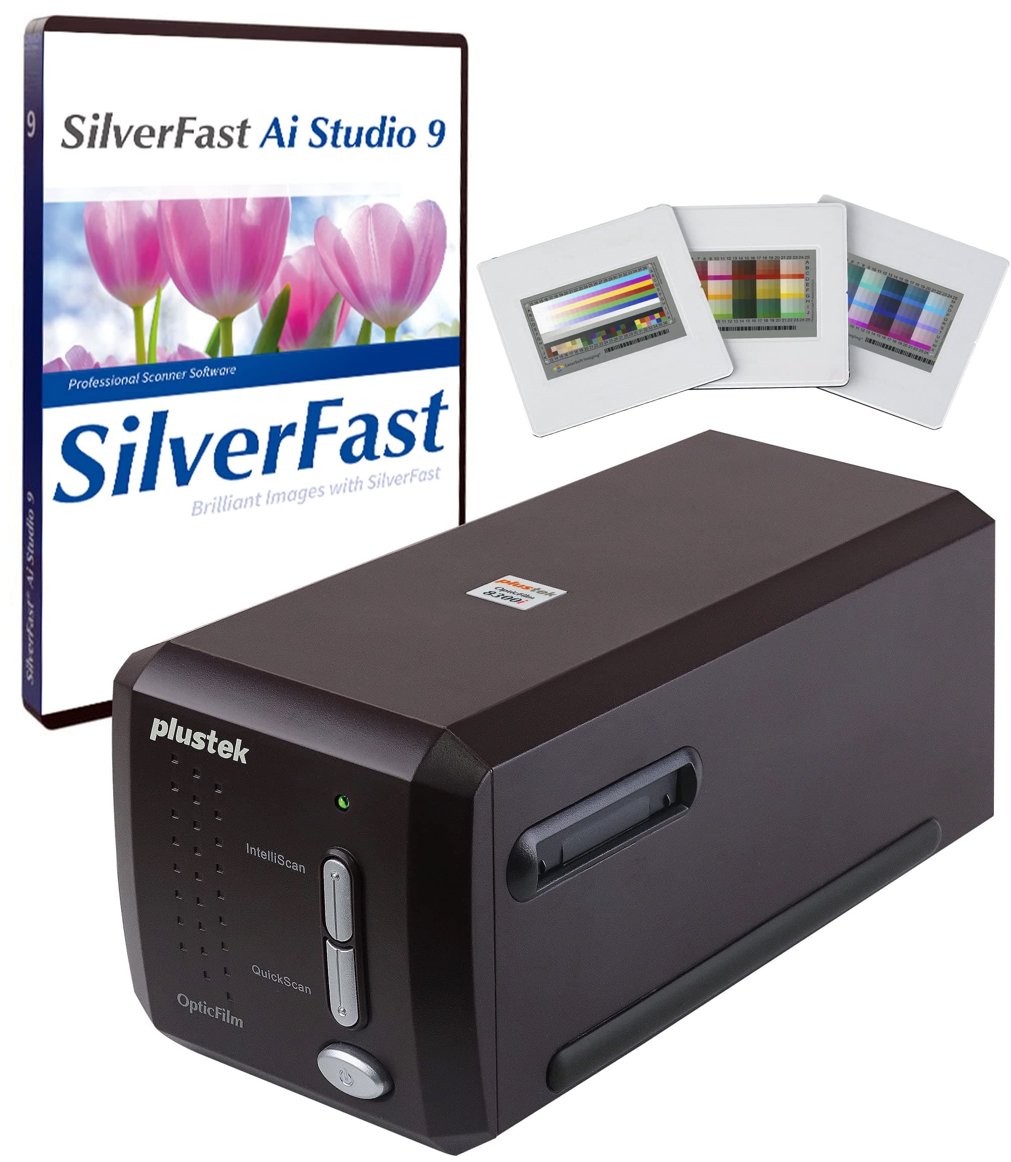 Plustek OpticFilm 8300i Ai Digital Film and Slide Scanner, Converts 35 mm Negative and Slide, Includes SilverFast Ai Studio 9 and Advanced IT8 Colour Calibration Targets (3 Dia)