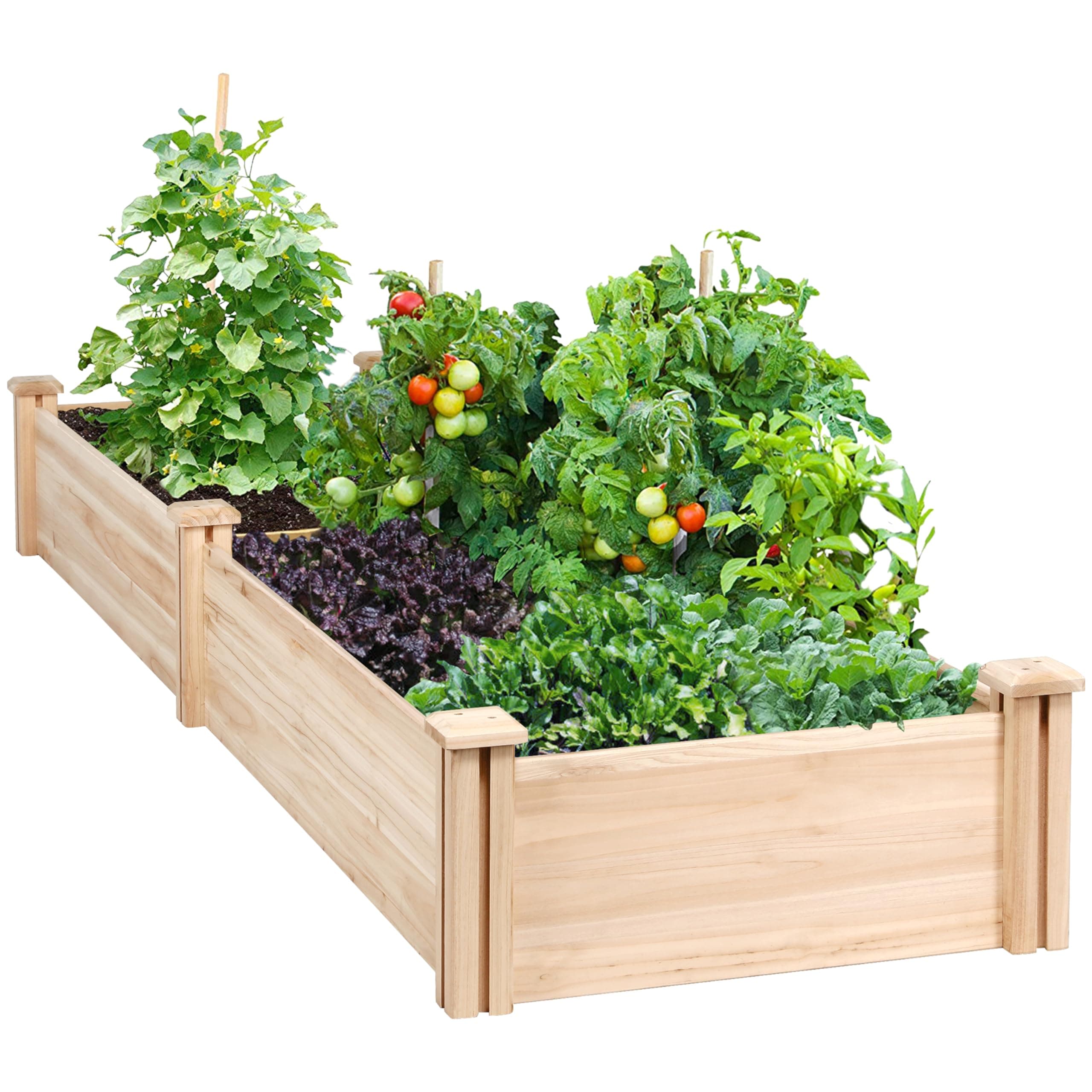 Yaheetech Wooden Horticulture Raised Garden Bed Divisible Elevated Planting Planter Box for Flowers/Vegetables/Herbs in Backyard/Patio Outdoor, 241.5 x 62.5 x 27 cm