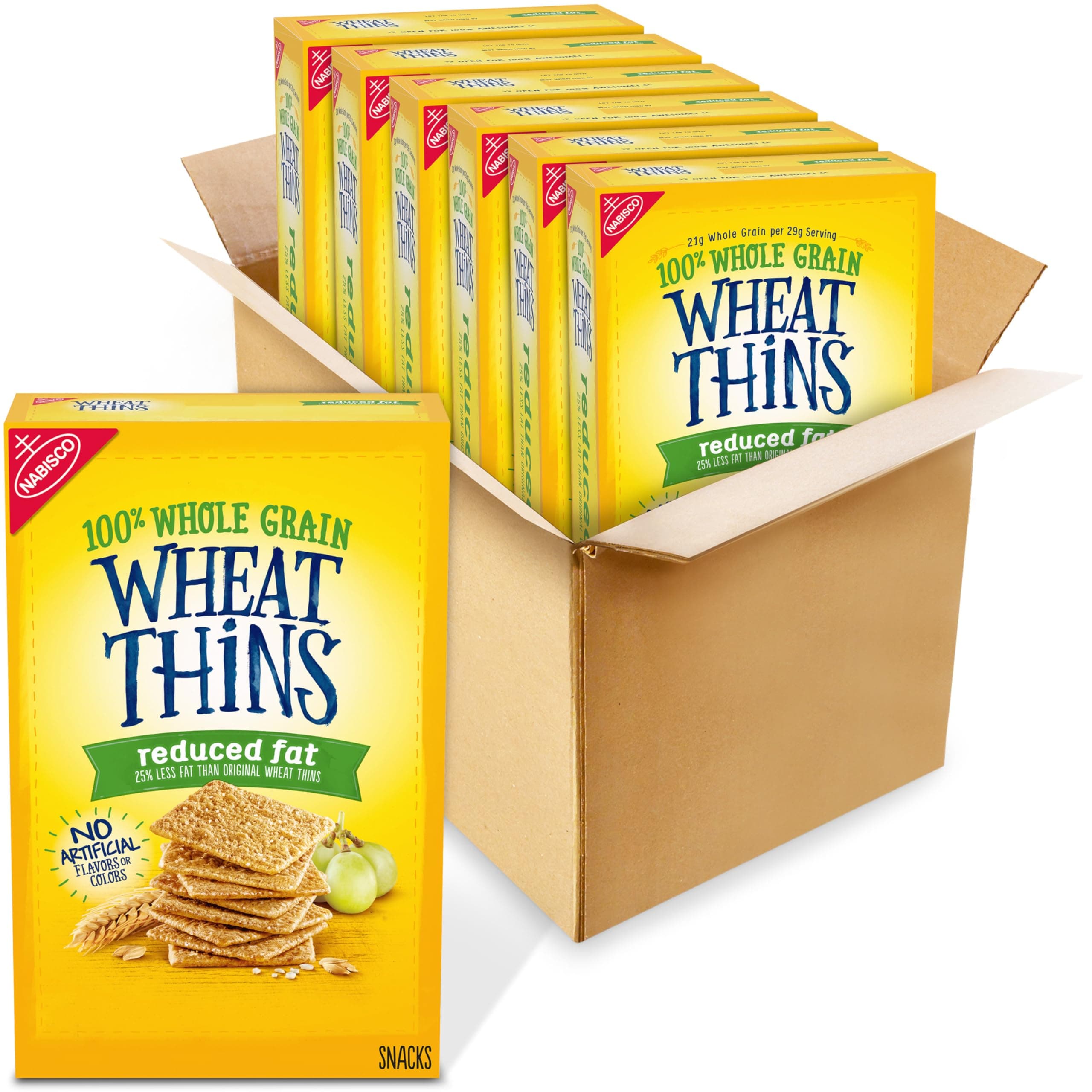 Reduced Fat Snacks, Whole Grain Wheat Crackers, Bulk Snack Crackers, 6 - 8.oz Boxes