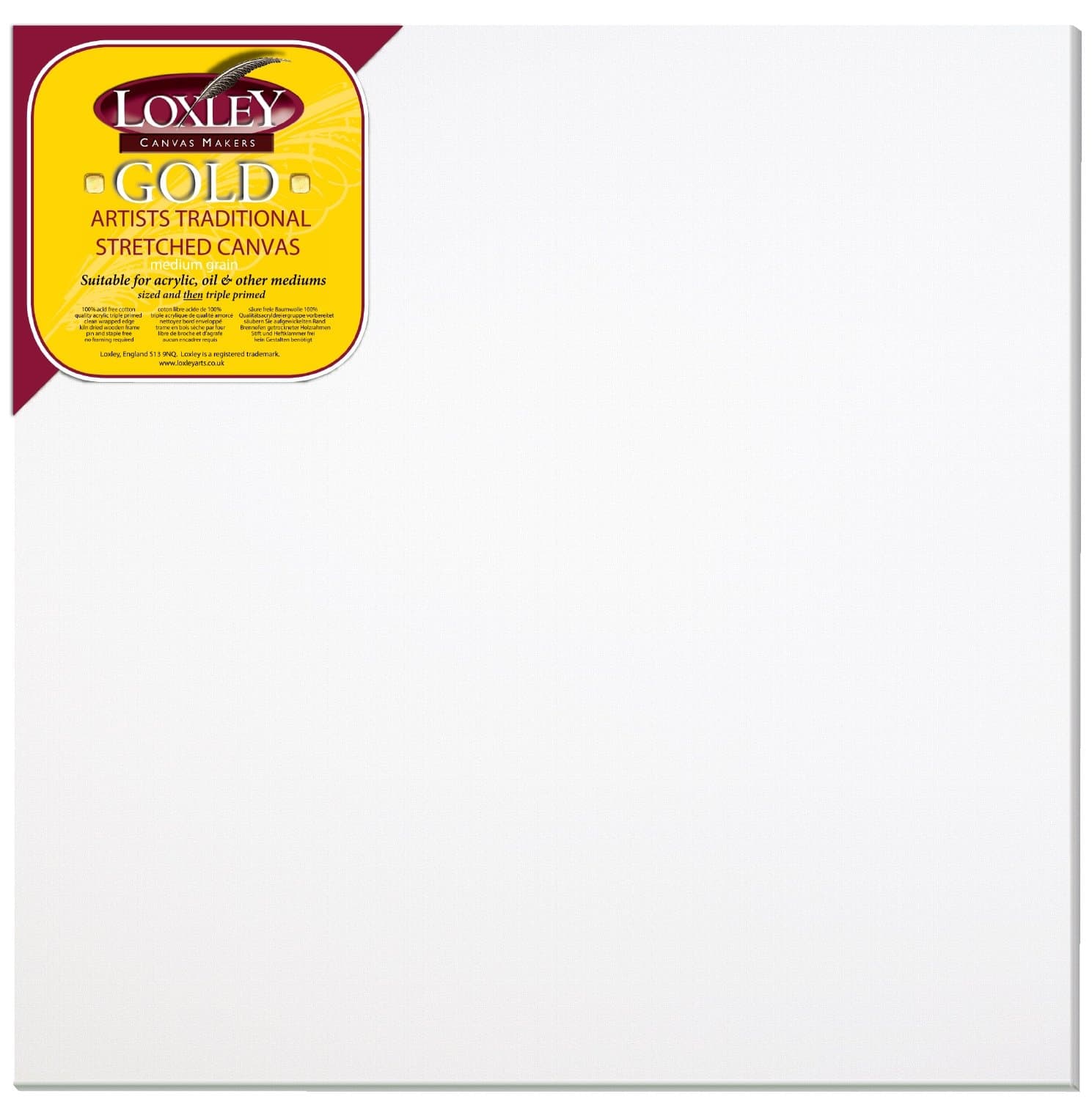 Loxley Gold 30 x 30-inch 76 x 76 cm 18 mm Large Square Traditional Depth Stretched Artist Canvas Primed