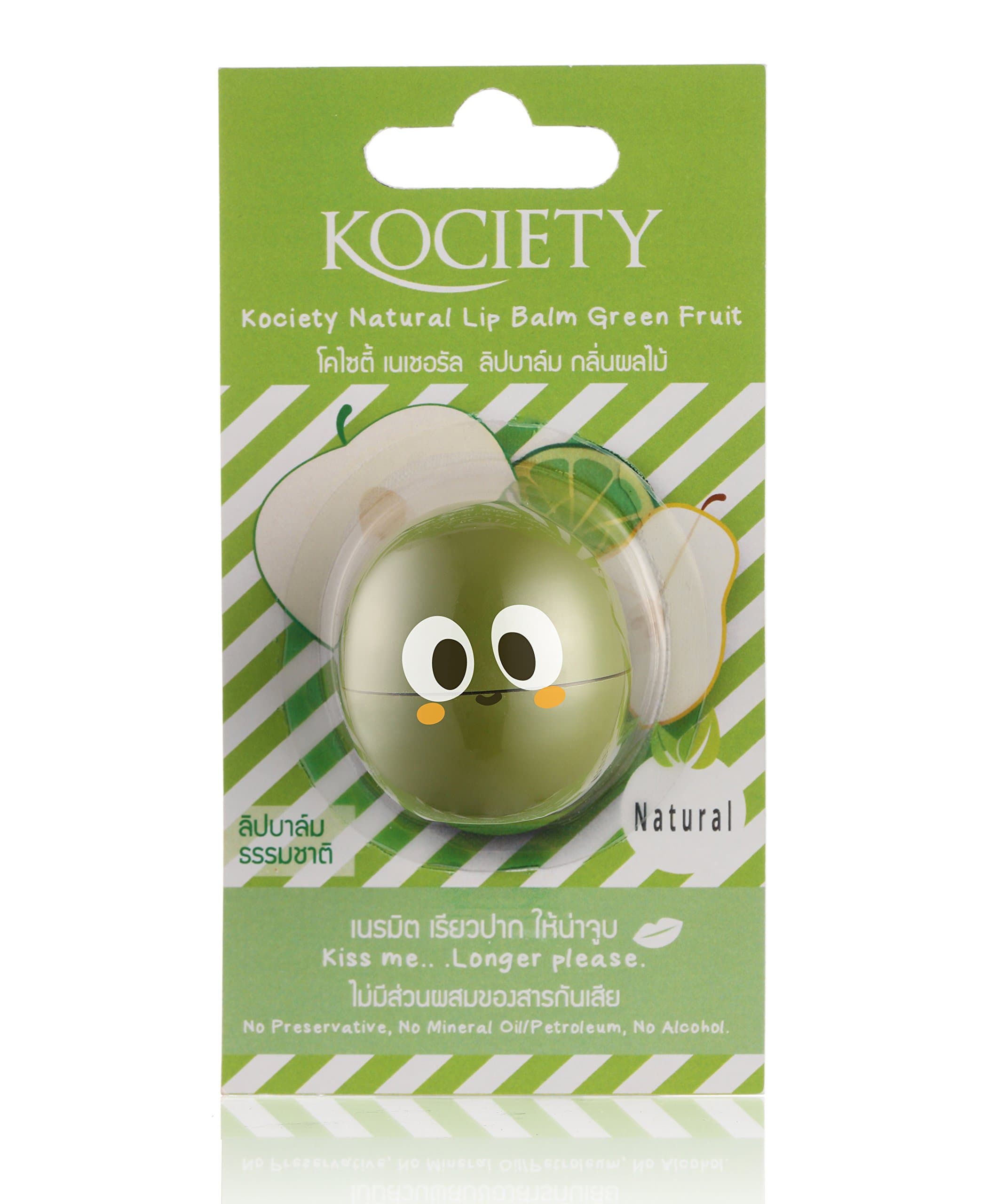 KOCIETY Natural Lip Balm for soft and moisturize lip Green Fruit