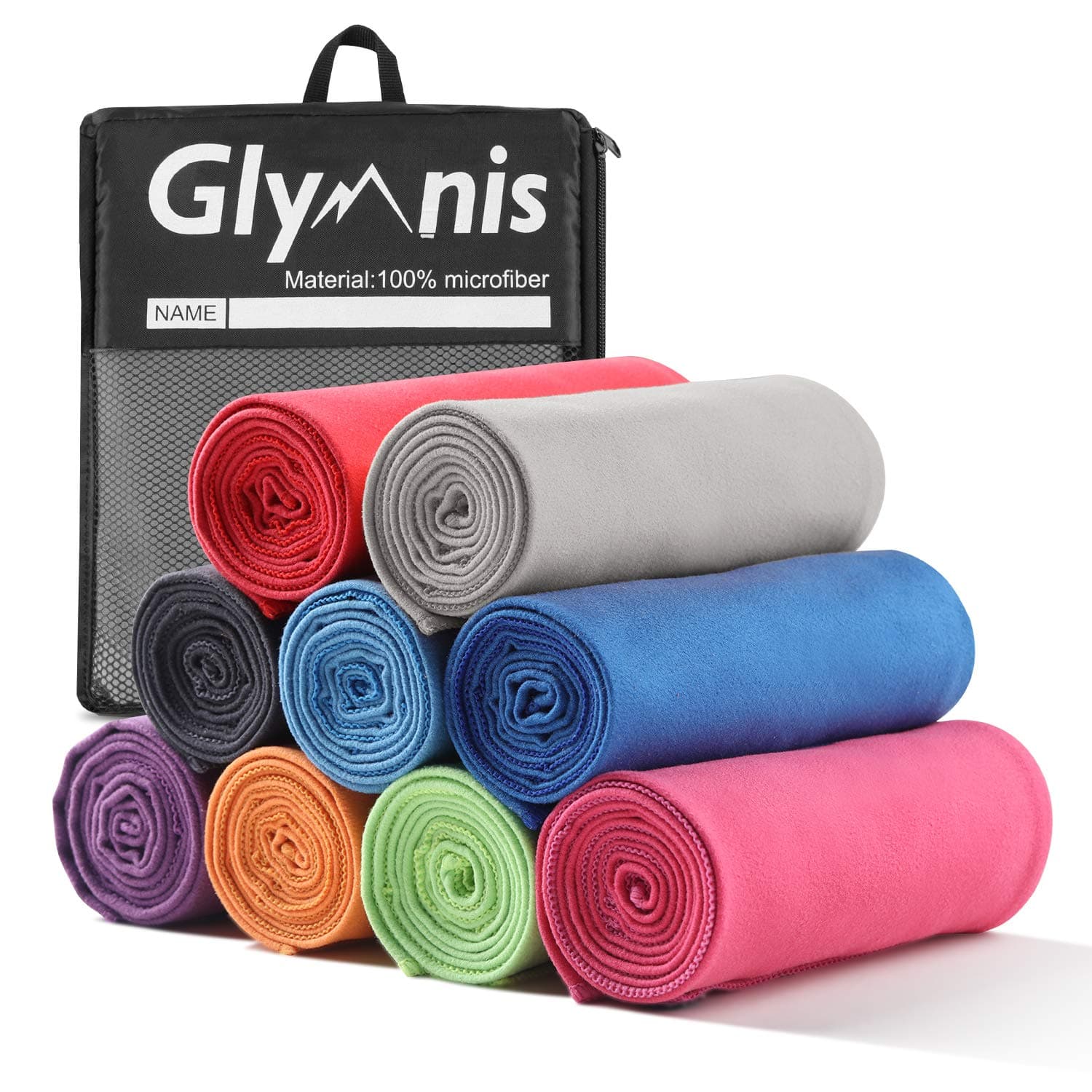 Glymnis Microfiber Towel Beach Travel Yoga Towel with Ultra Absorbency for Gym Sports Fitness Bath Camping Swimming(Gray,30 x 60 Inch)