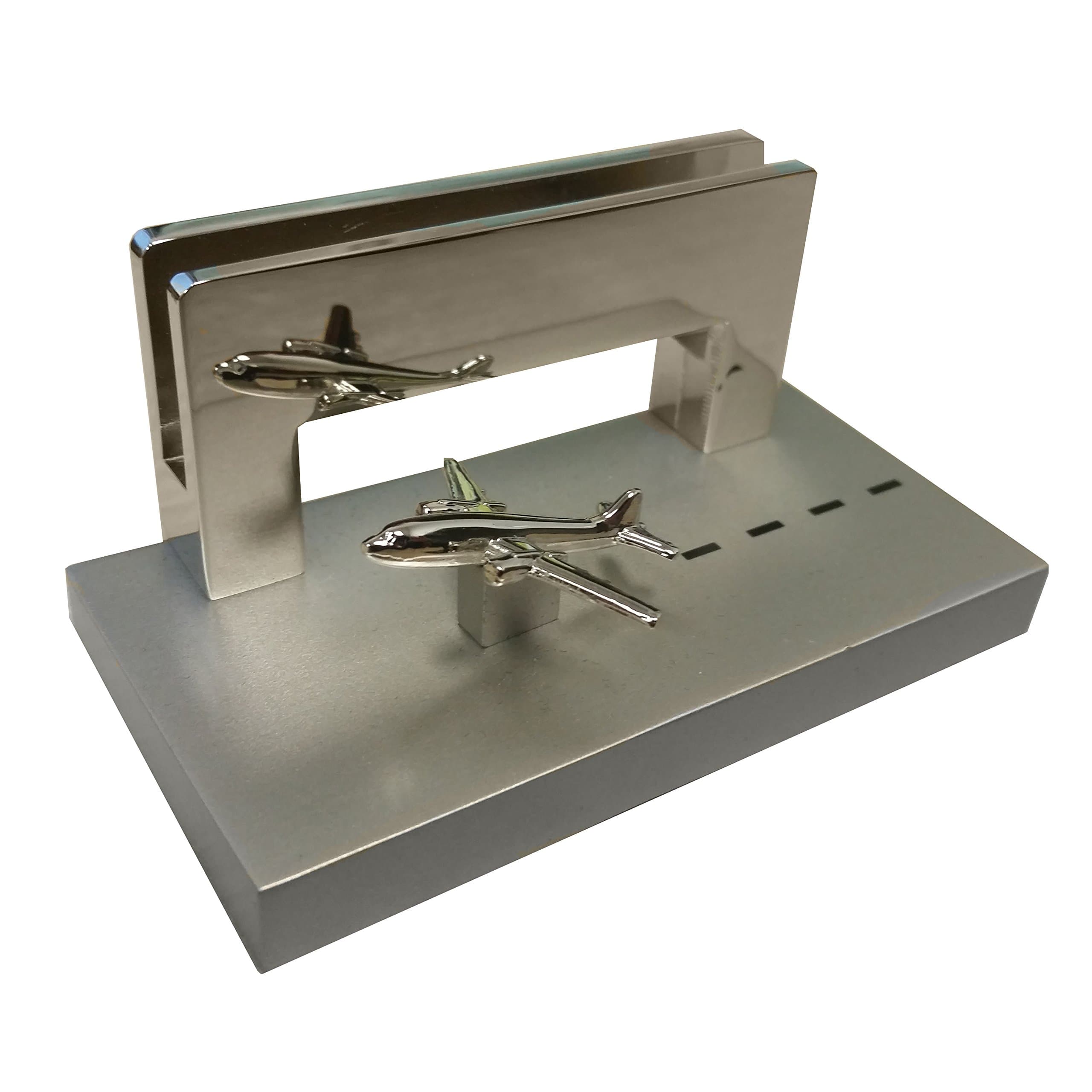 Jet on Runway Business Card Holder