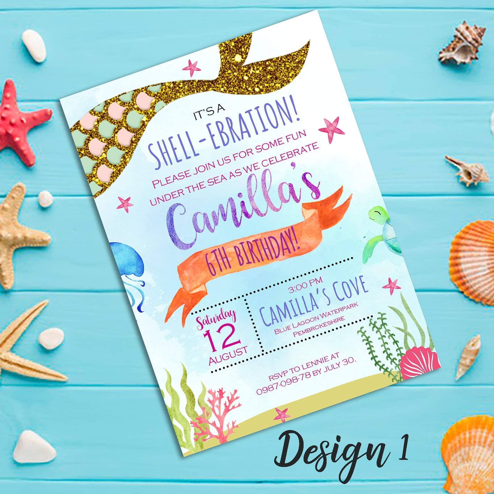 Personalised Mermaid Birthday Party Invitations & Thank You Cards