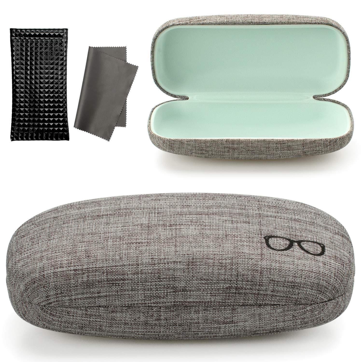 Vemiss Hard Shell Eyeglasses Cases, Linen Fabrics Protector Sunglasses Case, Large Glasses Case