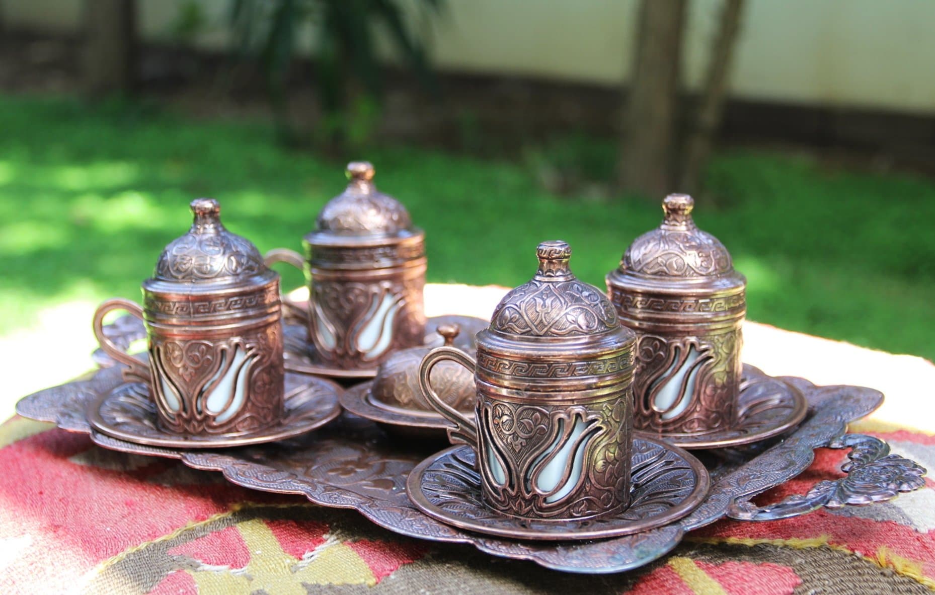 Turkish Coffee Cup Set for 4, Express Shipping with Track Number, Copper Coffee Cups, Espresso Coffee Cup, Turkish Coffee Cup Set, Turkish Coffee Serving Set, Turkish Coffee Set