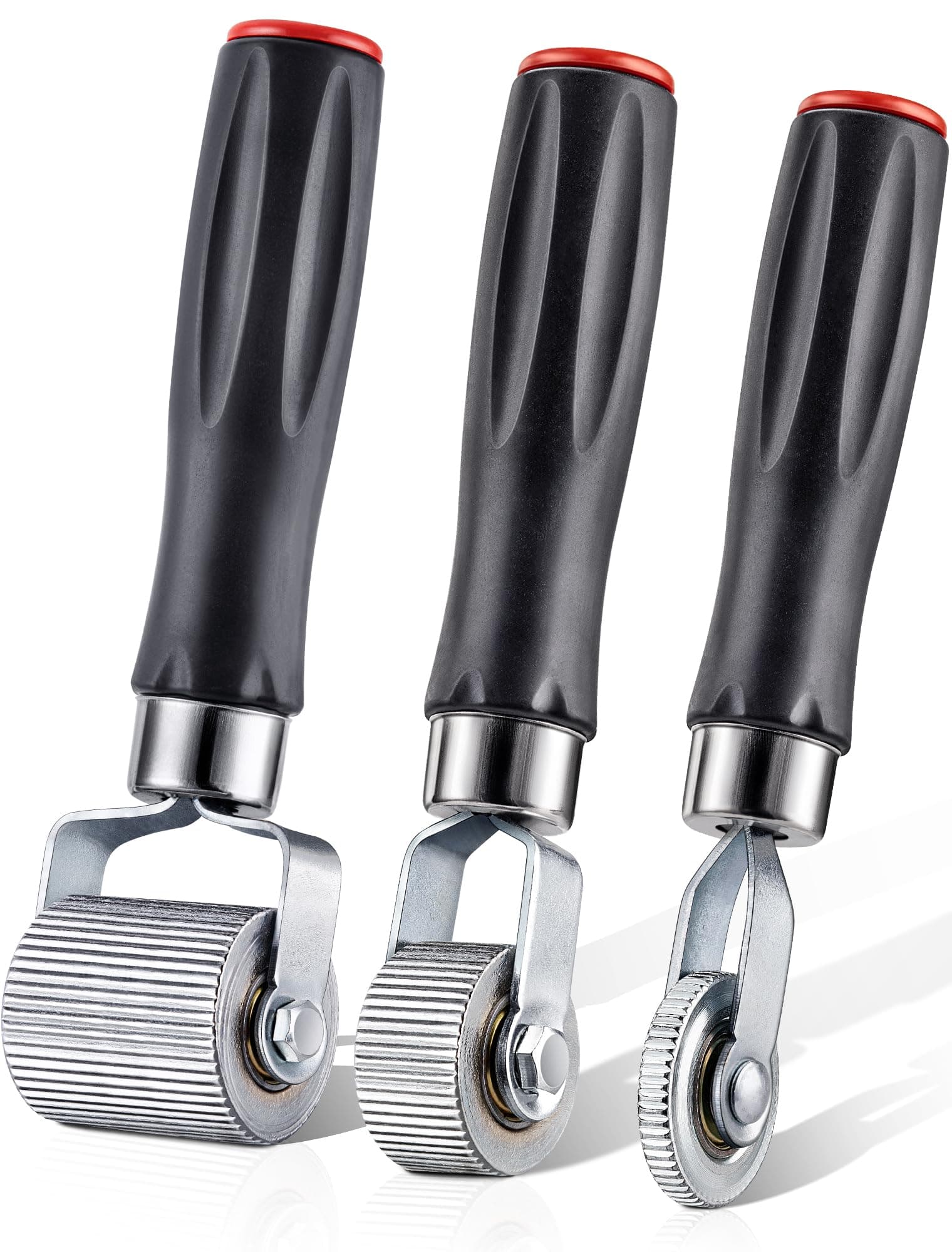 Car Audio Sound Deadening Roller Seam Roller, 3-Pack Heat Abatement Mat Noise Insulation Tool For Auto, Deadener Application Installation Metal Hand Deading Wheel