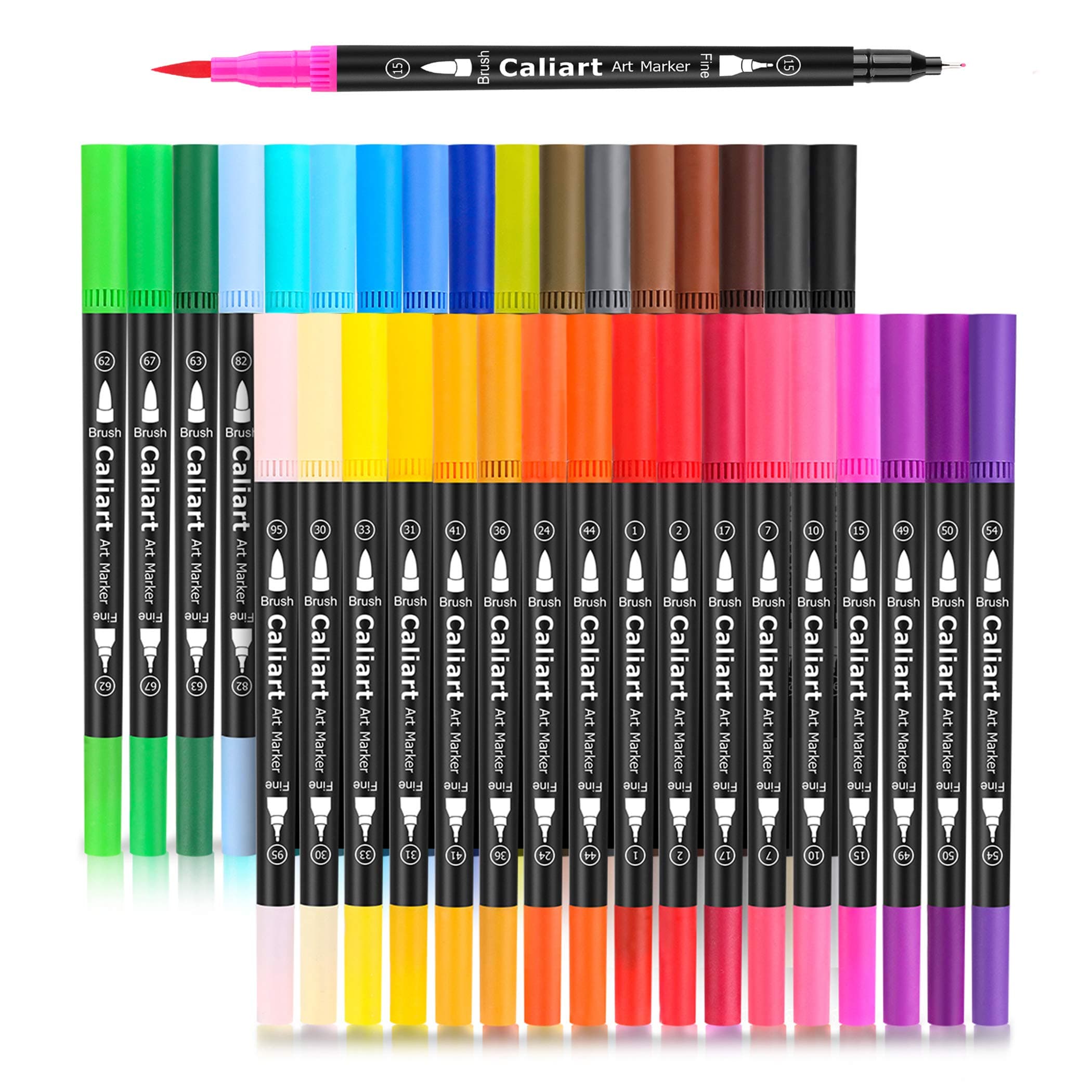 34 Double Tip Brush Pens Art Markers, Artist Fine & Brush Pen Coloring Markers for Adult Book Cards Drawing Craft Kit Teacher Office Supplies