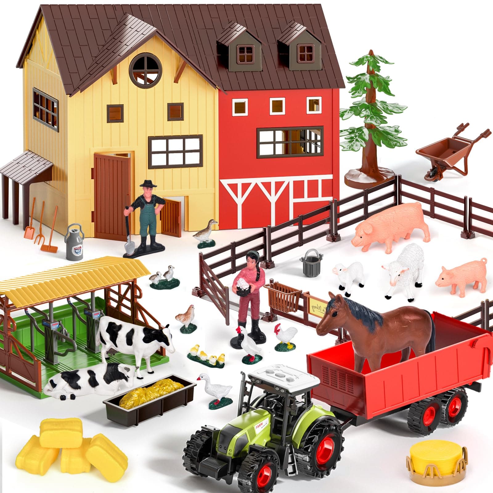 Pupu Pig Farm Animals Farmhouse Building Toys Tractors
