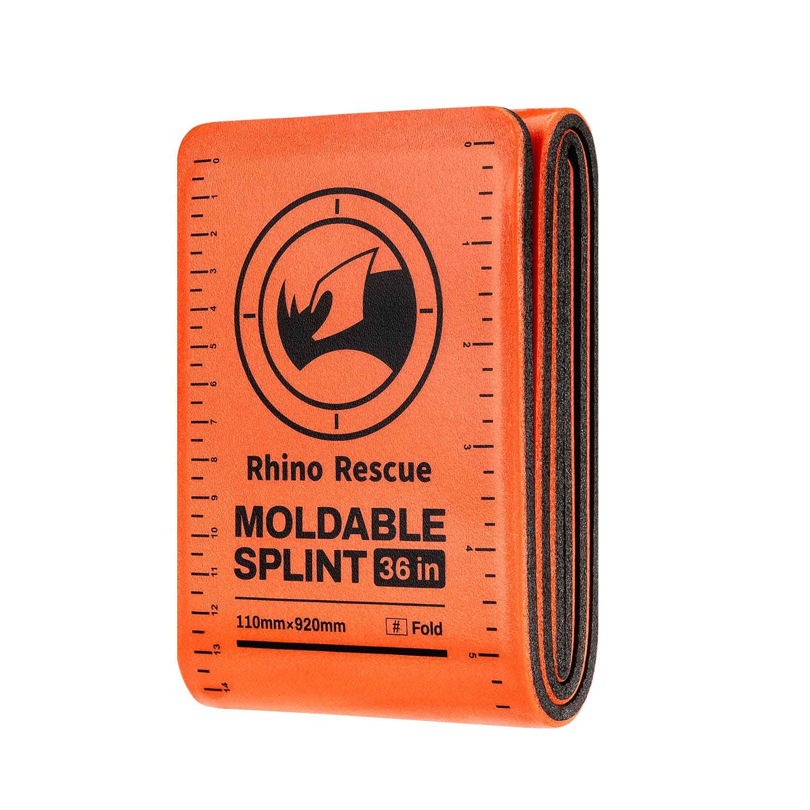 RHINO RESCUE First Aid Splint 36" X 4.3" Orange-Gray, Keep Bones in Position (Folded)