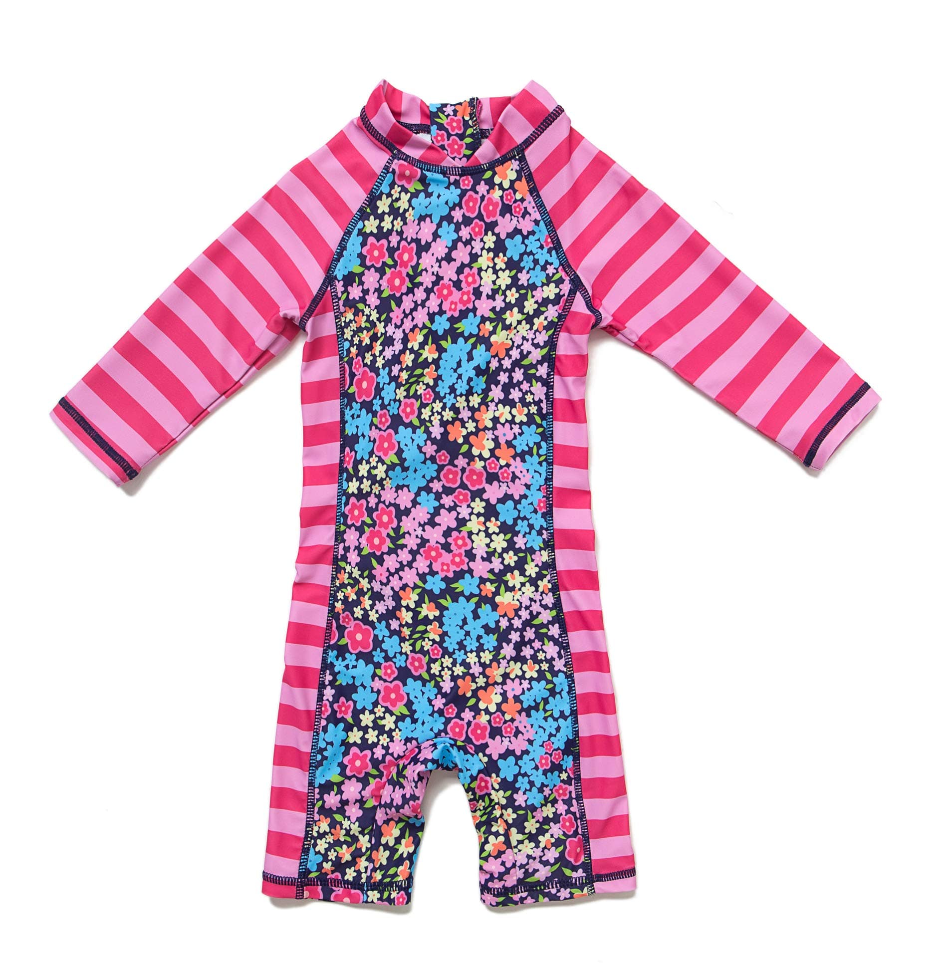 BONVERANO Baby Girls Sunsuit/Swimsuit UPF 50+ Sun Protection One Pieces with Sun Hat.