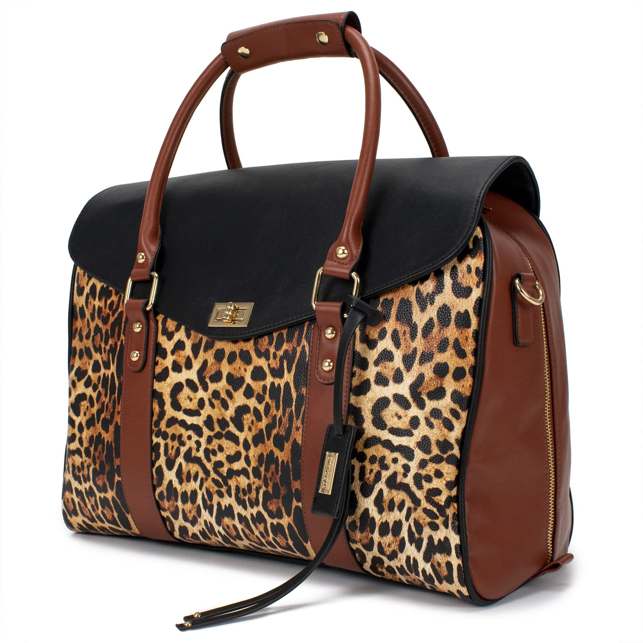 Leopard Weekender Tote Bag for Travel, Carry-On Animal Print Tote Bag