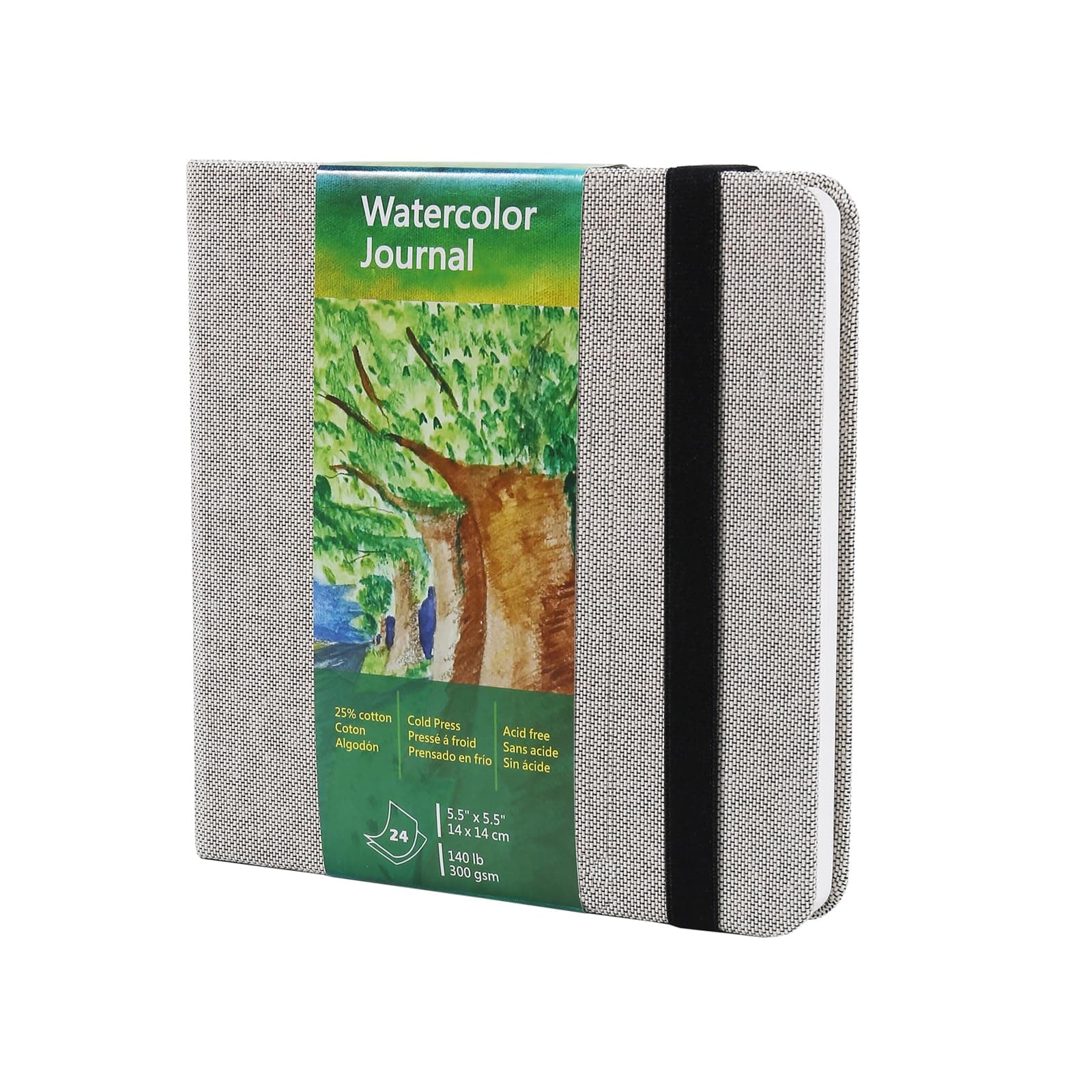 Square Watercolor Journal, 5.5x5.5”, 140 LB, 300 GSM, Cotton Paper, Cold Press, 24 Sheets, 48 Pages, Watercolor Paper Sketch Books for Use As Mix Media Pad On The Go