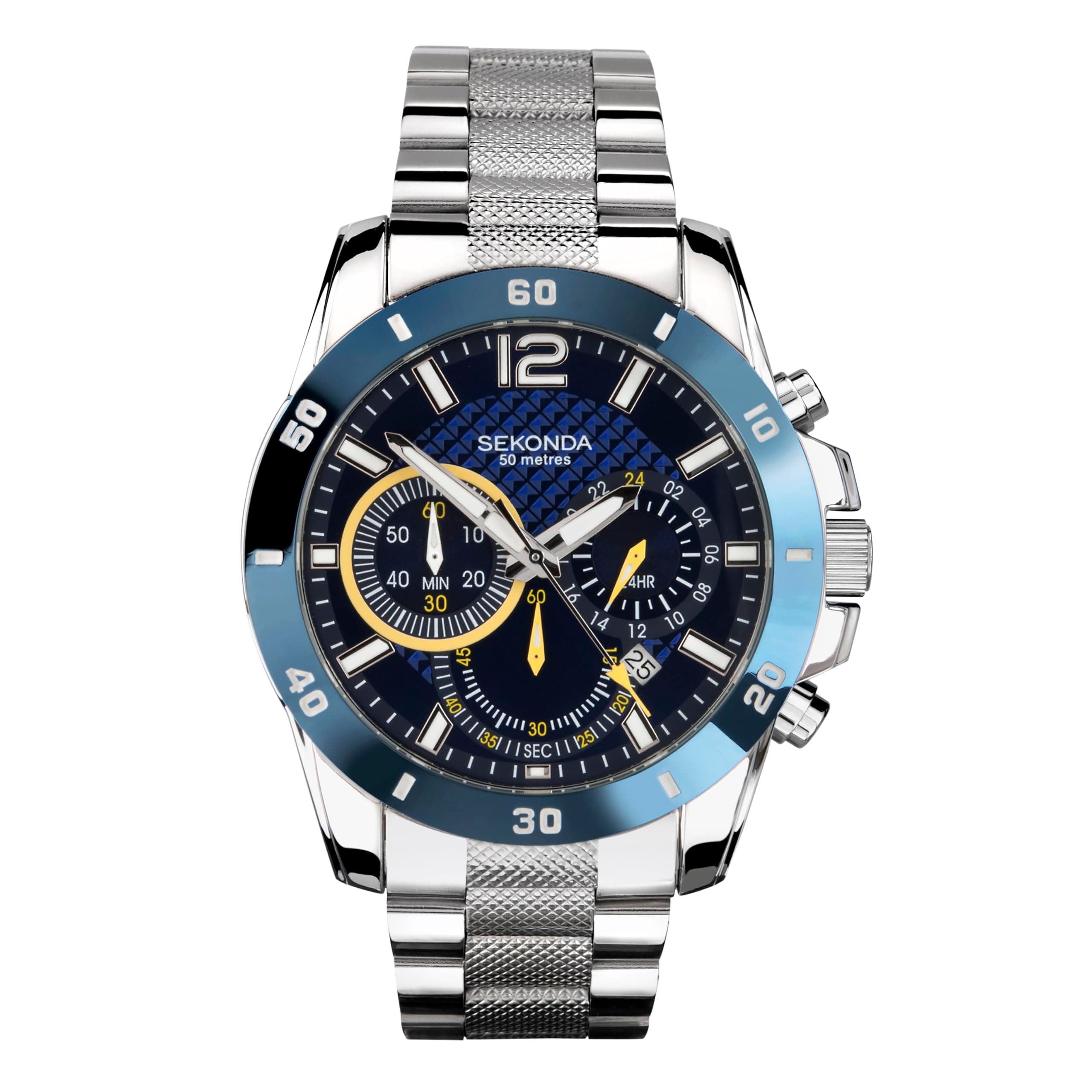 Mens Solo 44mm Sport Chronograph Quartz Watch with Date Window 50m Water Resistant