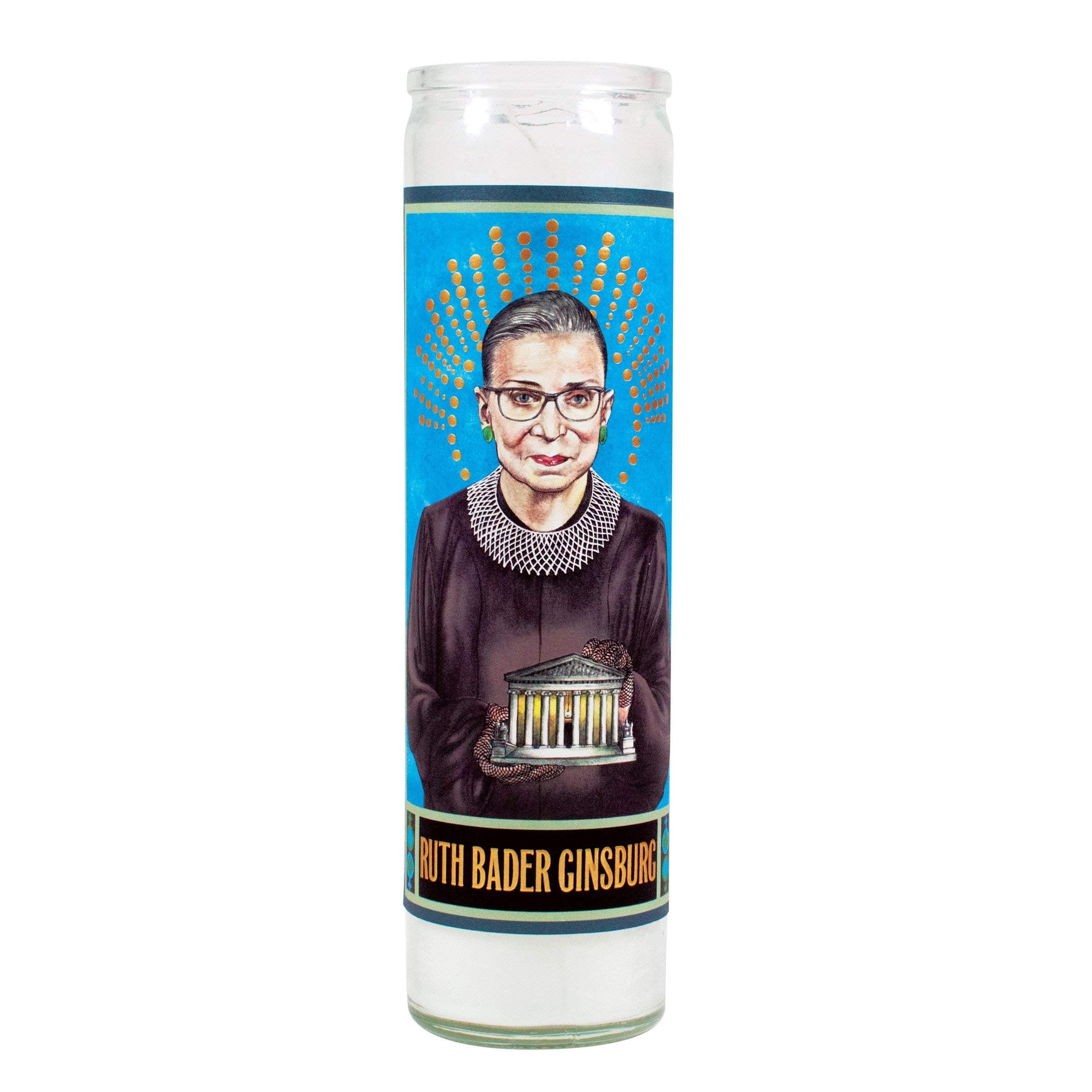 The Unemployed Philosophers Guild Ruth Bader Ginsburg Secular Saint Candle - Unscented 8 Inch Tall Glass Prayer Votive, Made in The USA