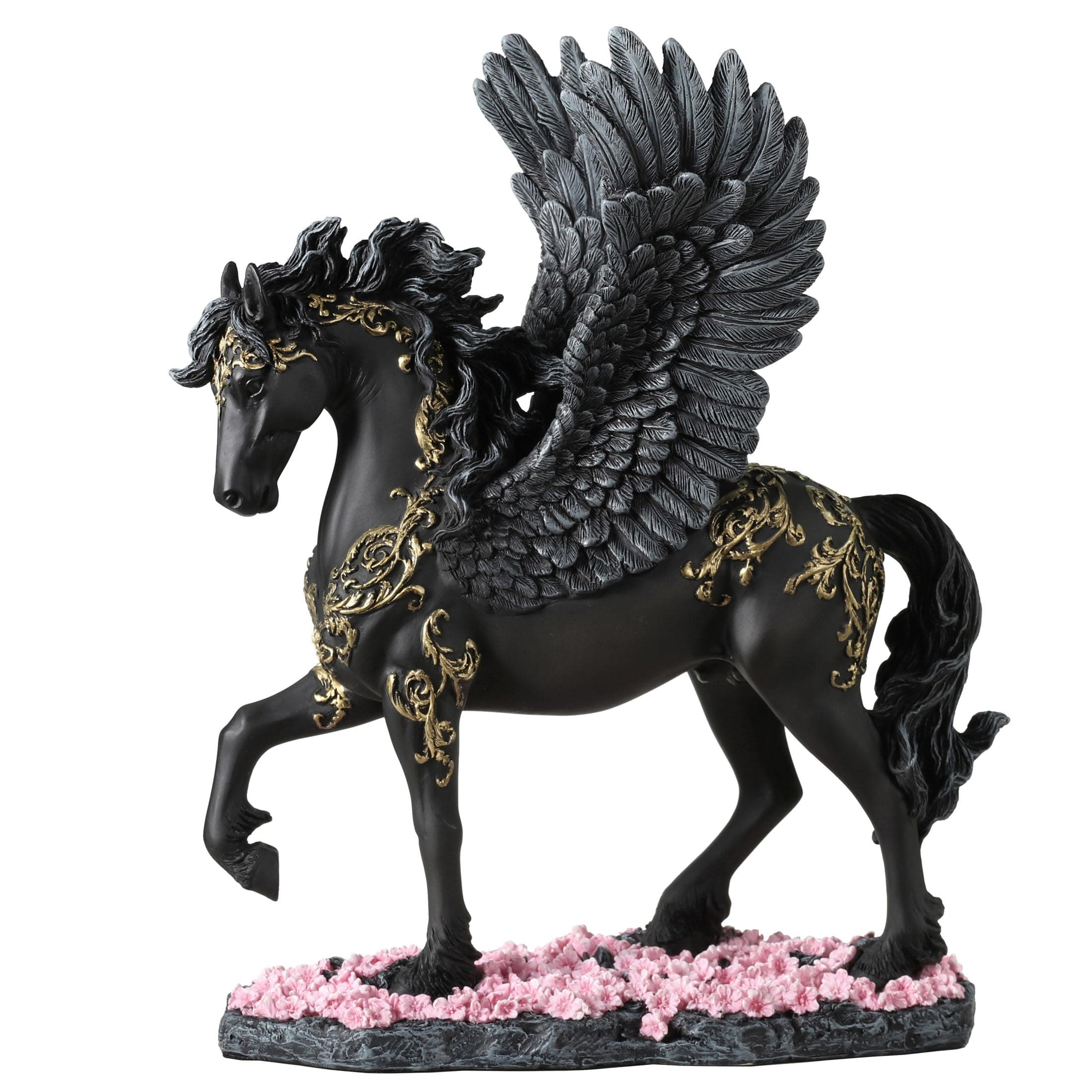 10 5/8 Inch Winged Divine Black Pegasus Greek Mythology Creature Figurine Hand Painted Resin Horse Sculpture Home Decor