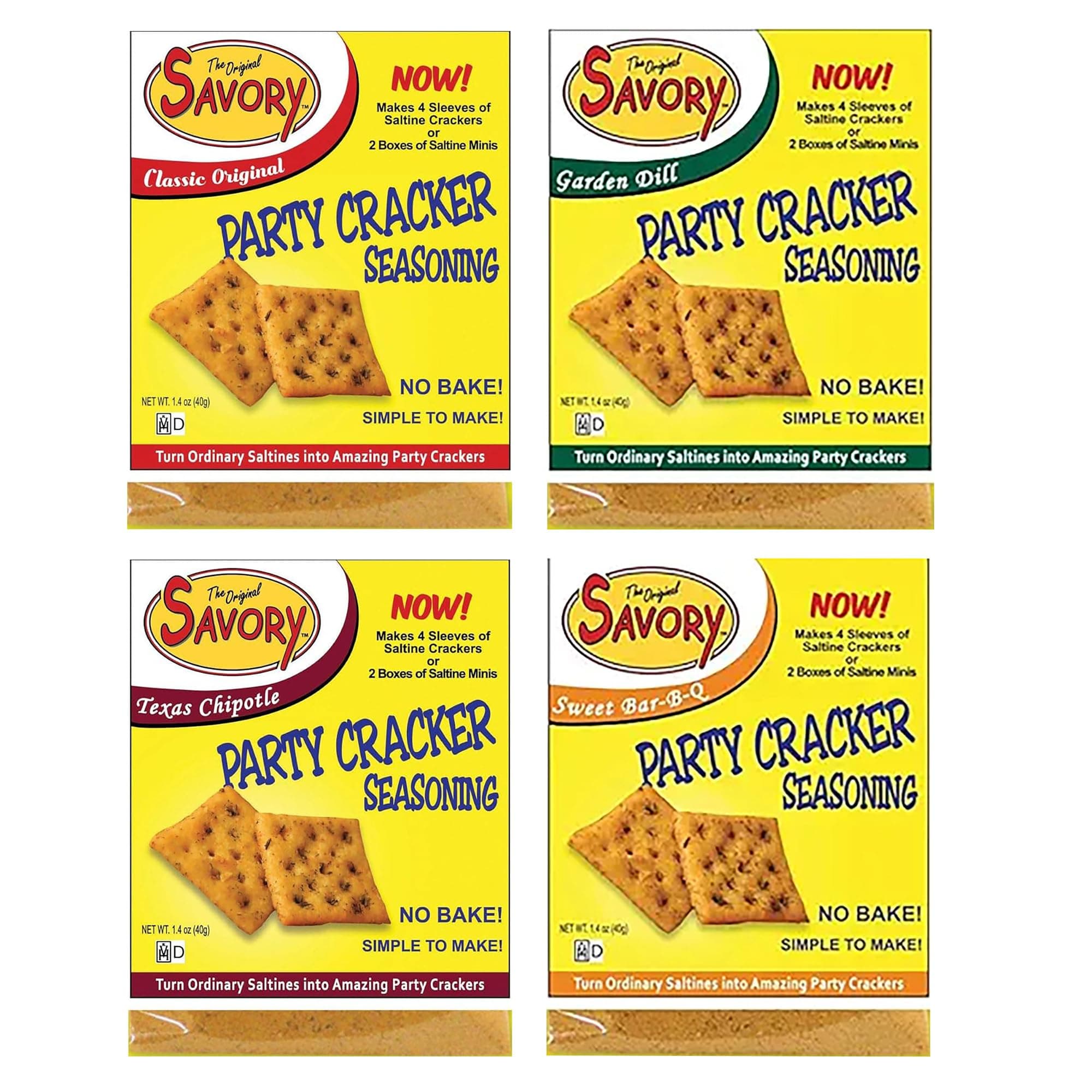 Savory Saltine Seasoning 1.4 Ounce Sampler Set 4 Flavors 4 Pack