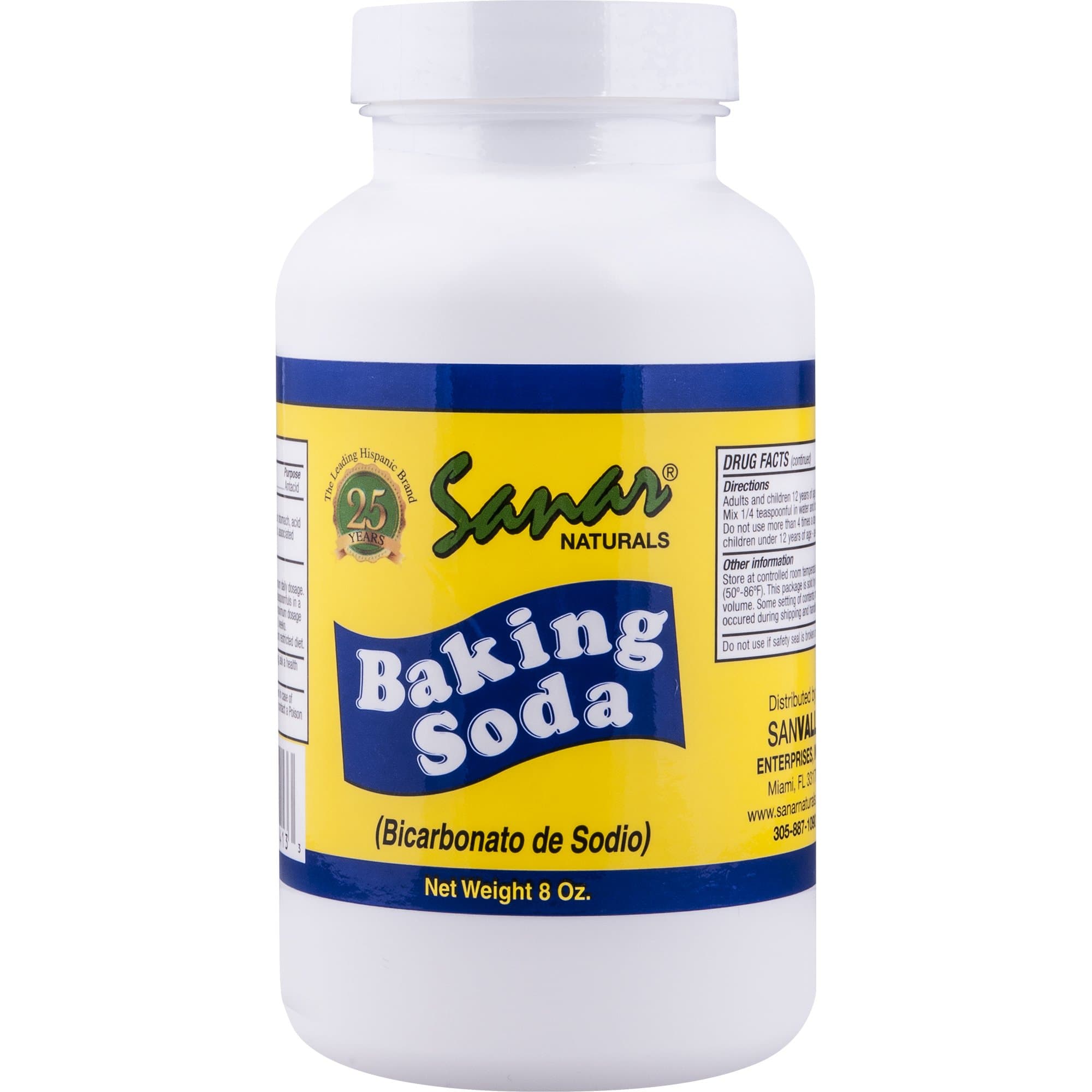 Sanar Naturals Baking Soda, 8 oz - For Digestive Support as Antacid, Baking, Cleaning, Deodorizing, & More