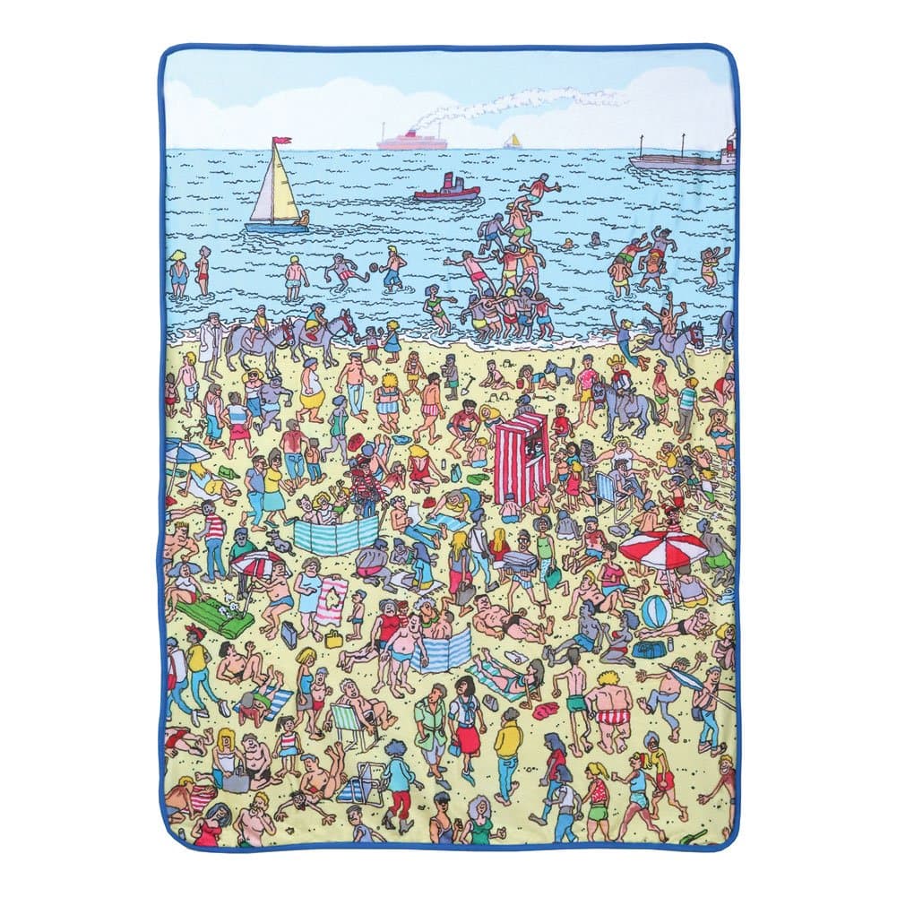 Waldo Collectibles | Where’s Waldo On The Beach Fleece Throw Blanket | 45” x 60”